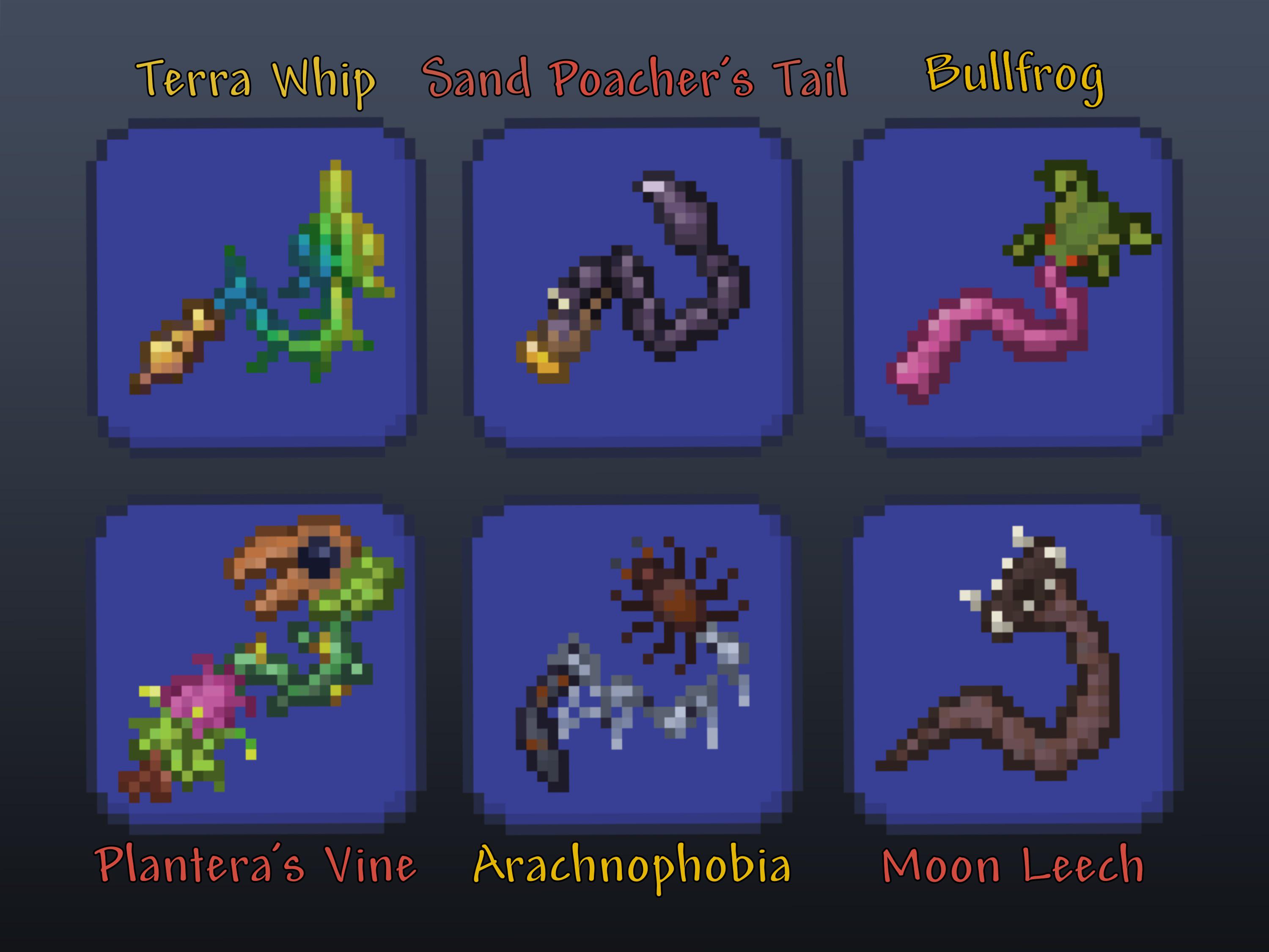 I decided to sprite some of the whip designs that were posted here