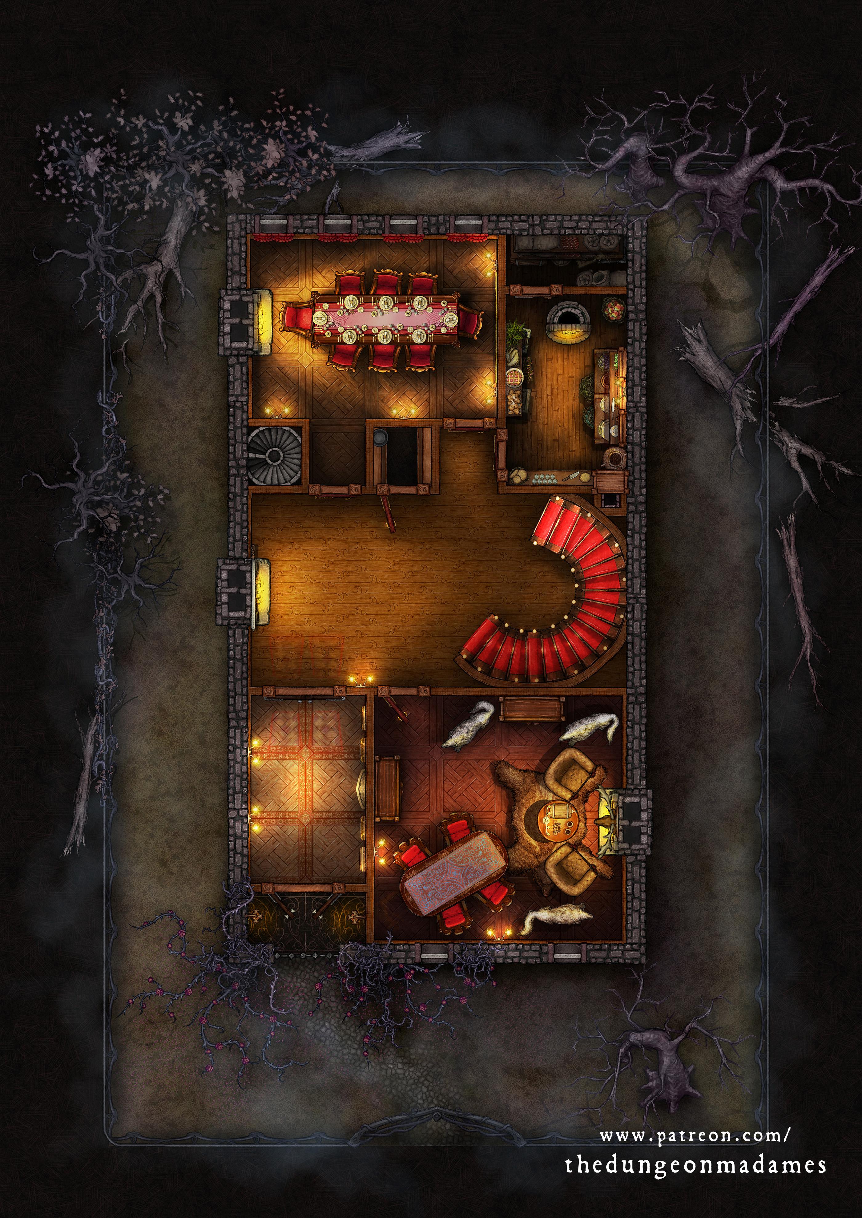 Curse of Strahd Deathhouse map pack + Foundry files in comments! [14x20