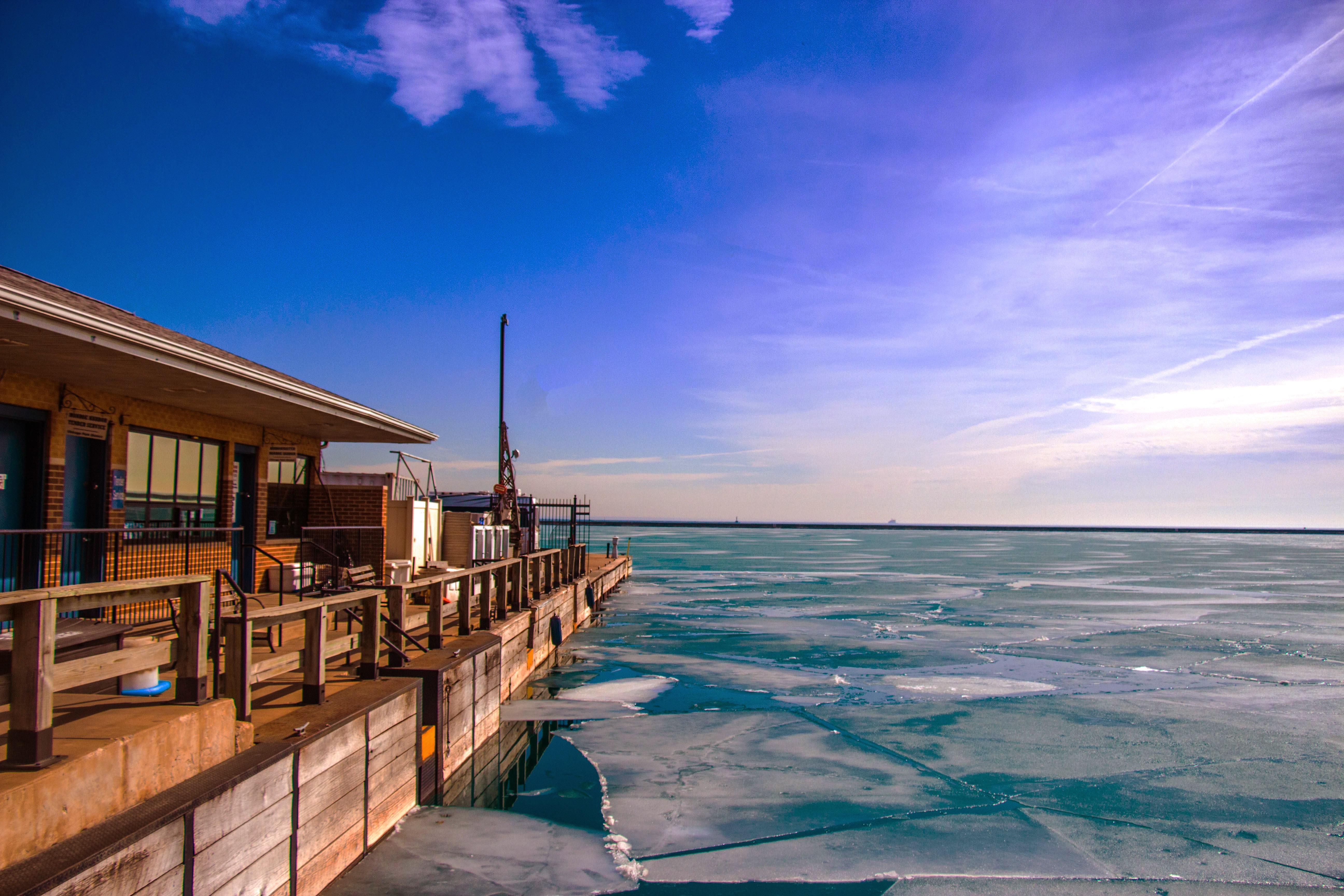 Lake Michigan, March 2015. View from Monroe Harbour. r/chicago