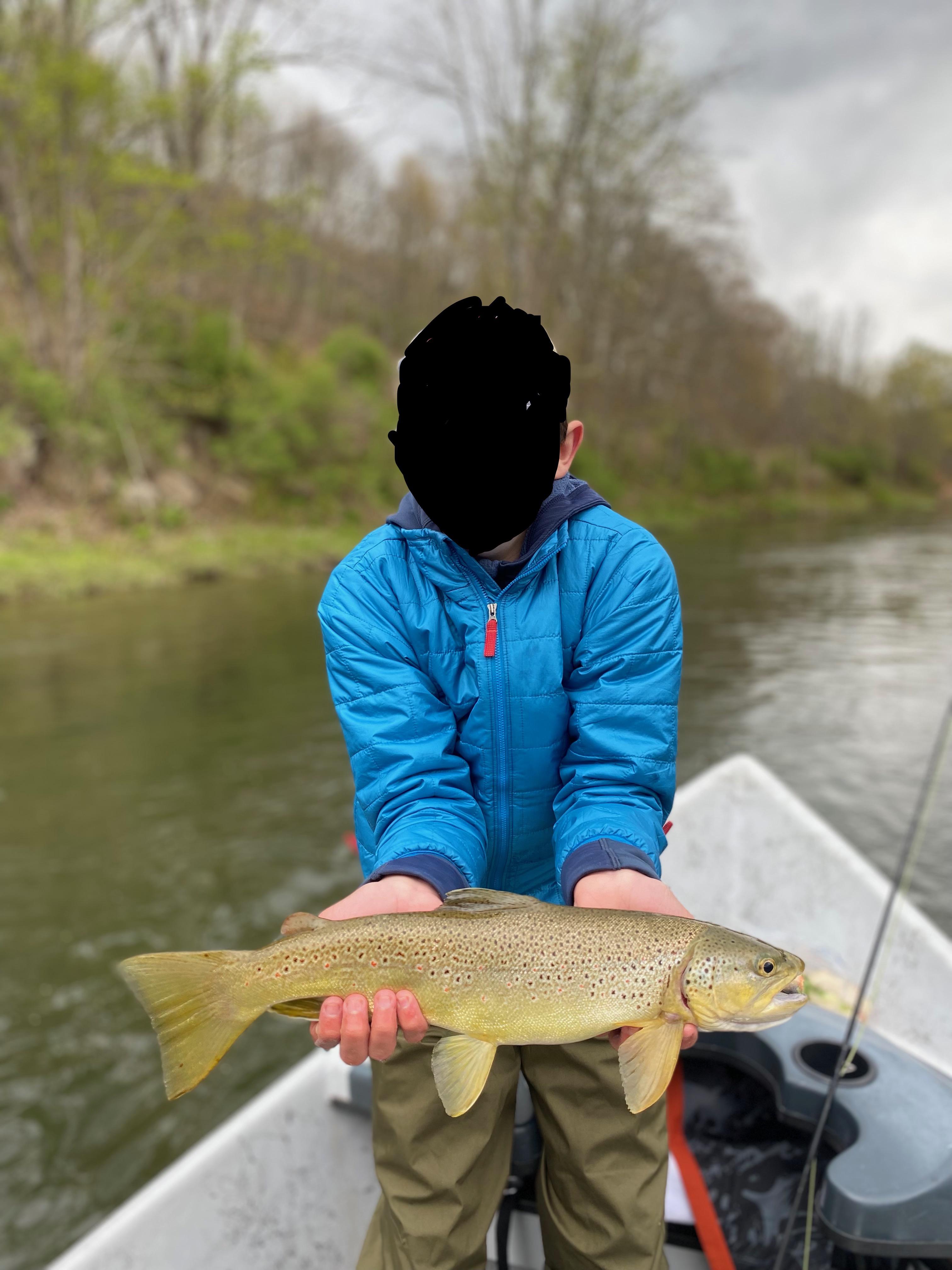 Large brown trout caught on the west branch of the Delaware back in early May. r/flyfishing