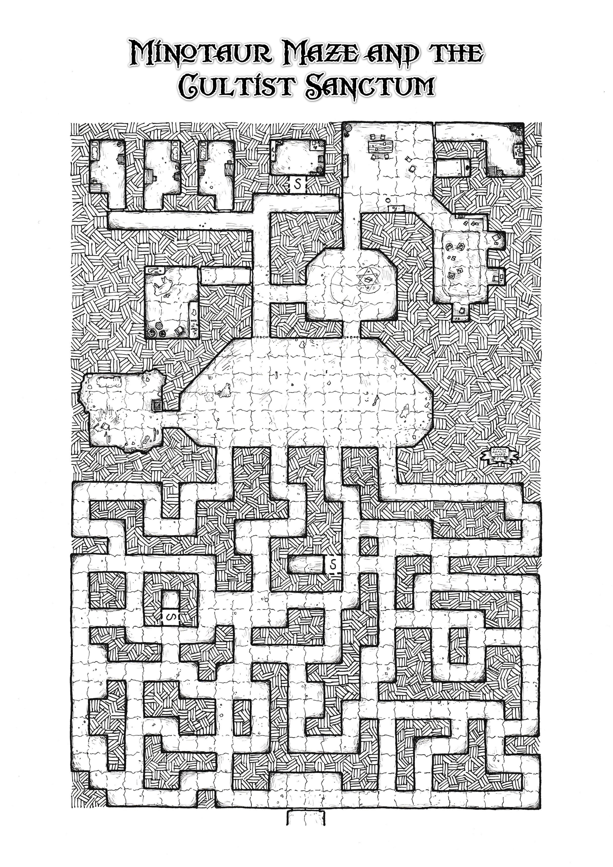 Minotaur Maze and Cultist Sanctum! [OC] r/mapmaking