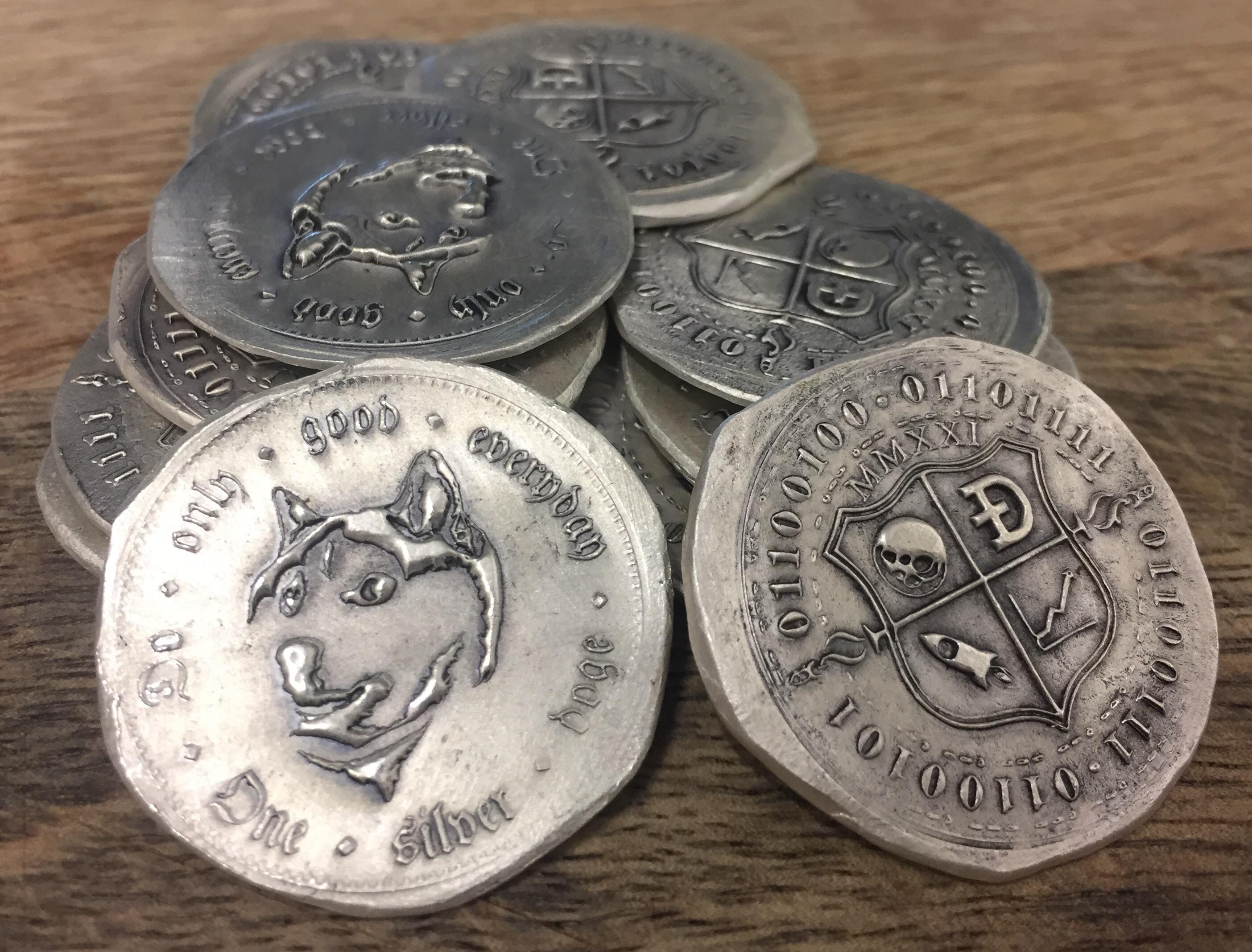 I decided to make my own silver doge coins. 1/3rd an oz of fine silver