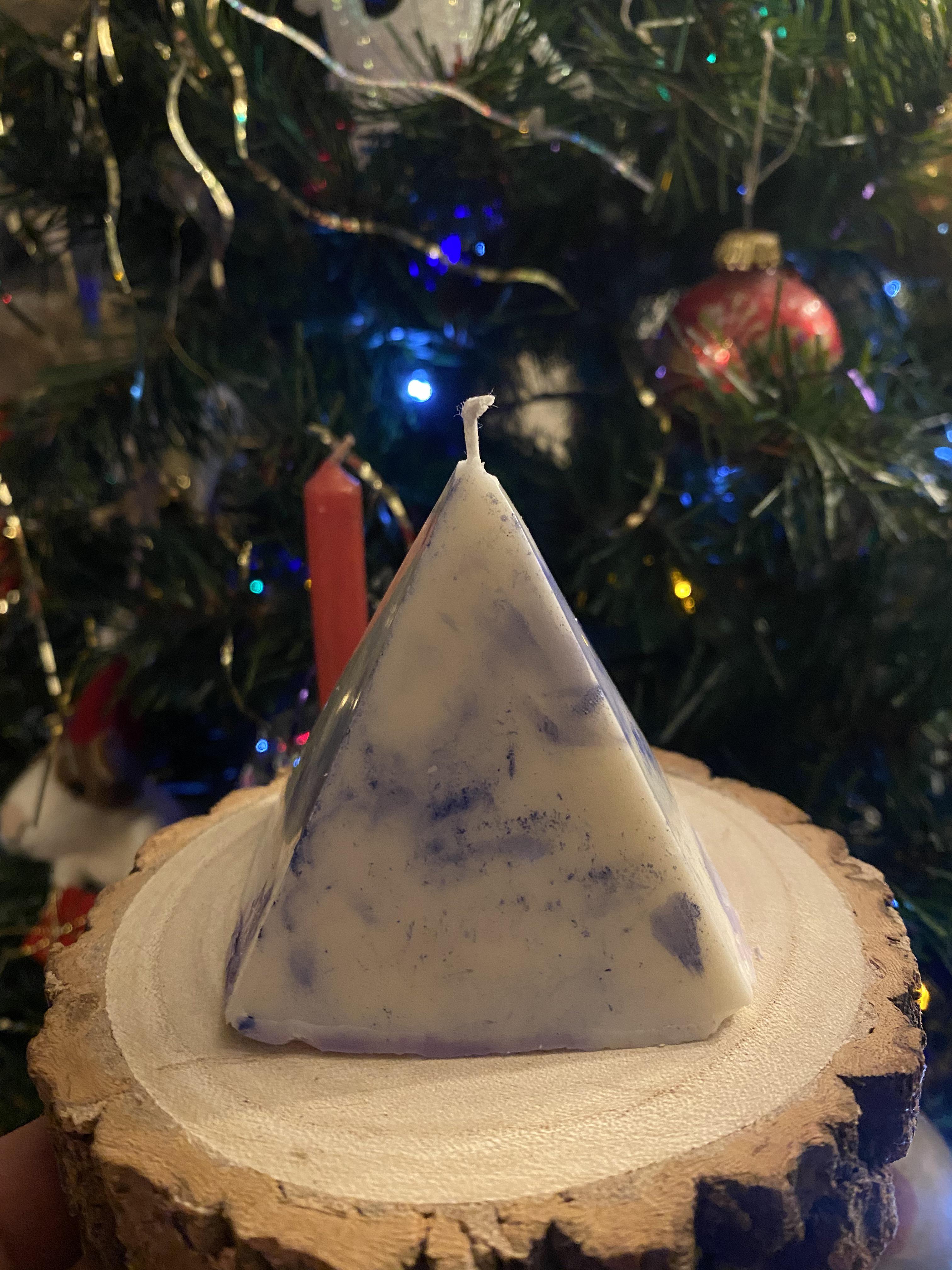 Not perfect, but here’s my first pyramid candle r/candlemaking