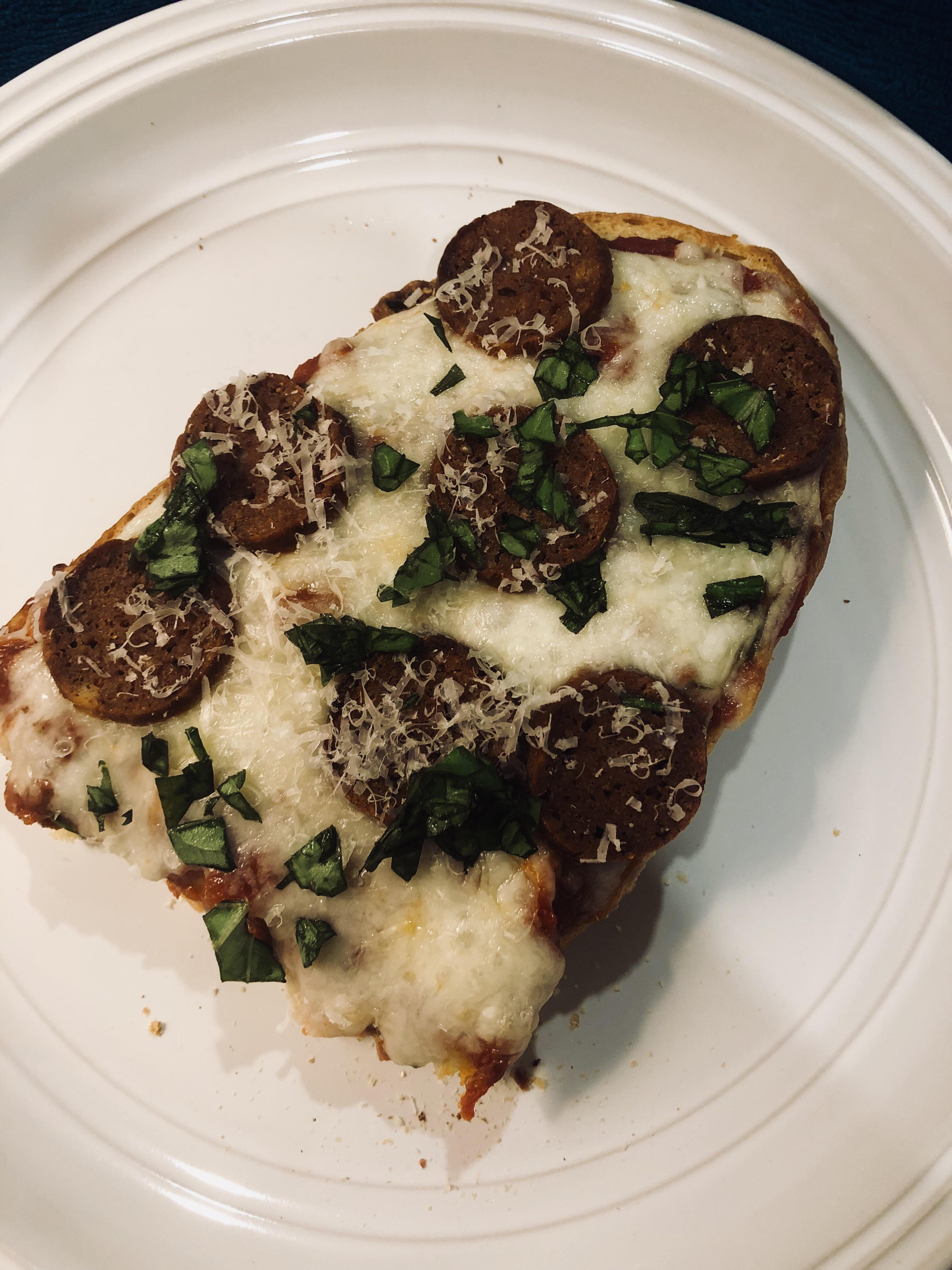 Pizza Lab French bread pizza. Added homemade veggie