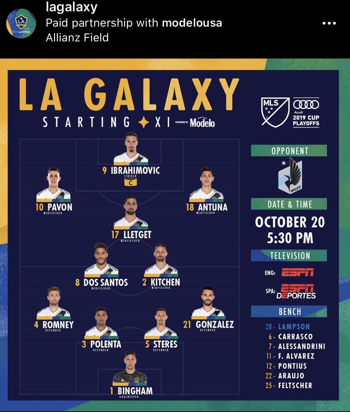 Starting Line Up v Minnesota United r/LAGalaxy