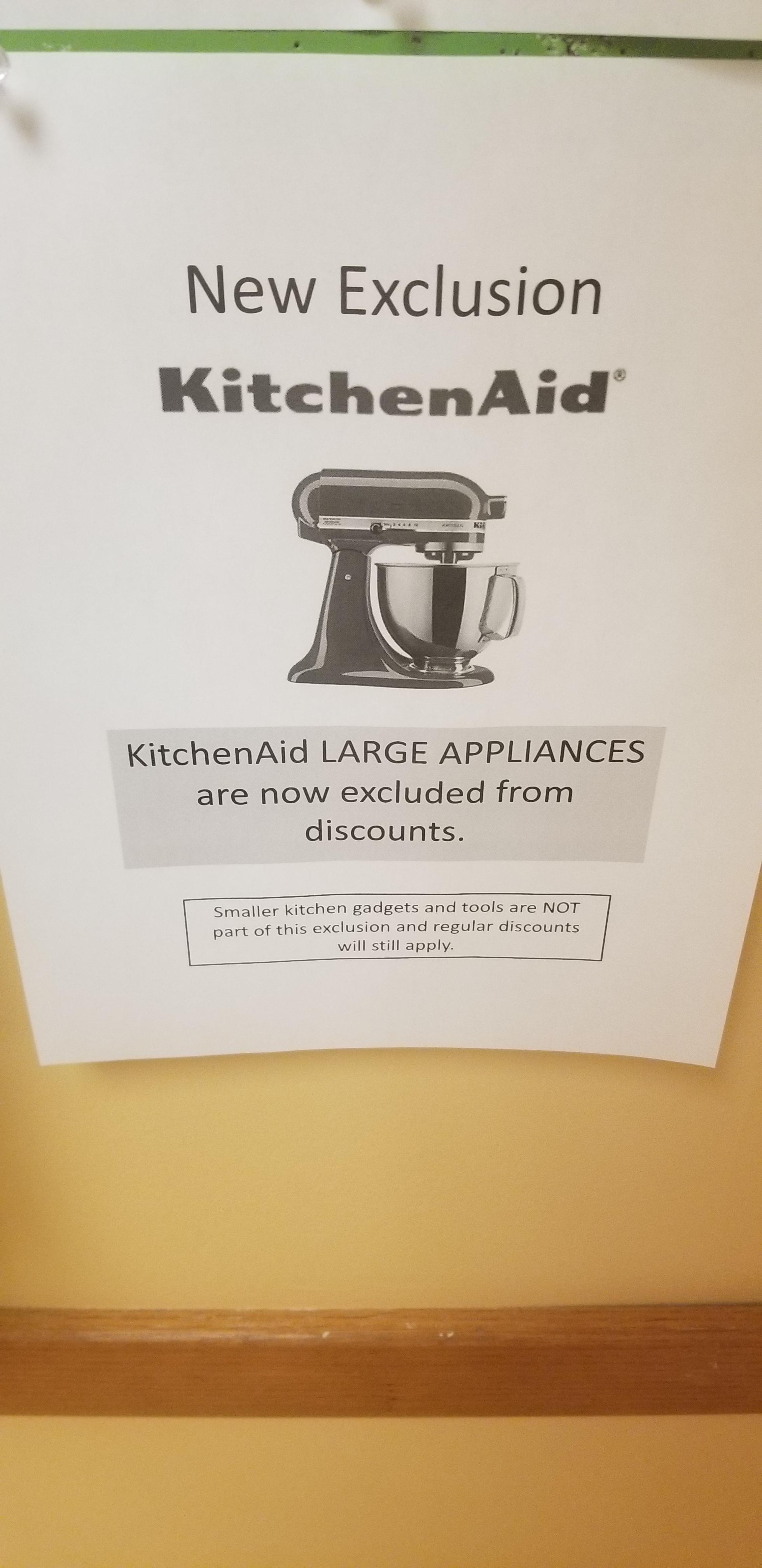 Kitchen Aid appliances are now excluded from coupons r/employedbykohls