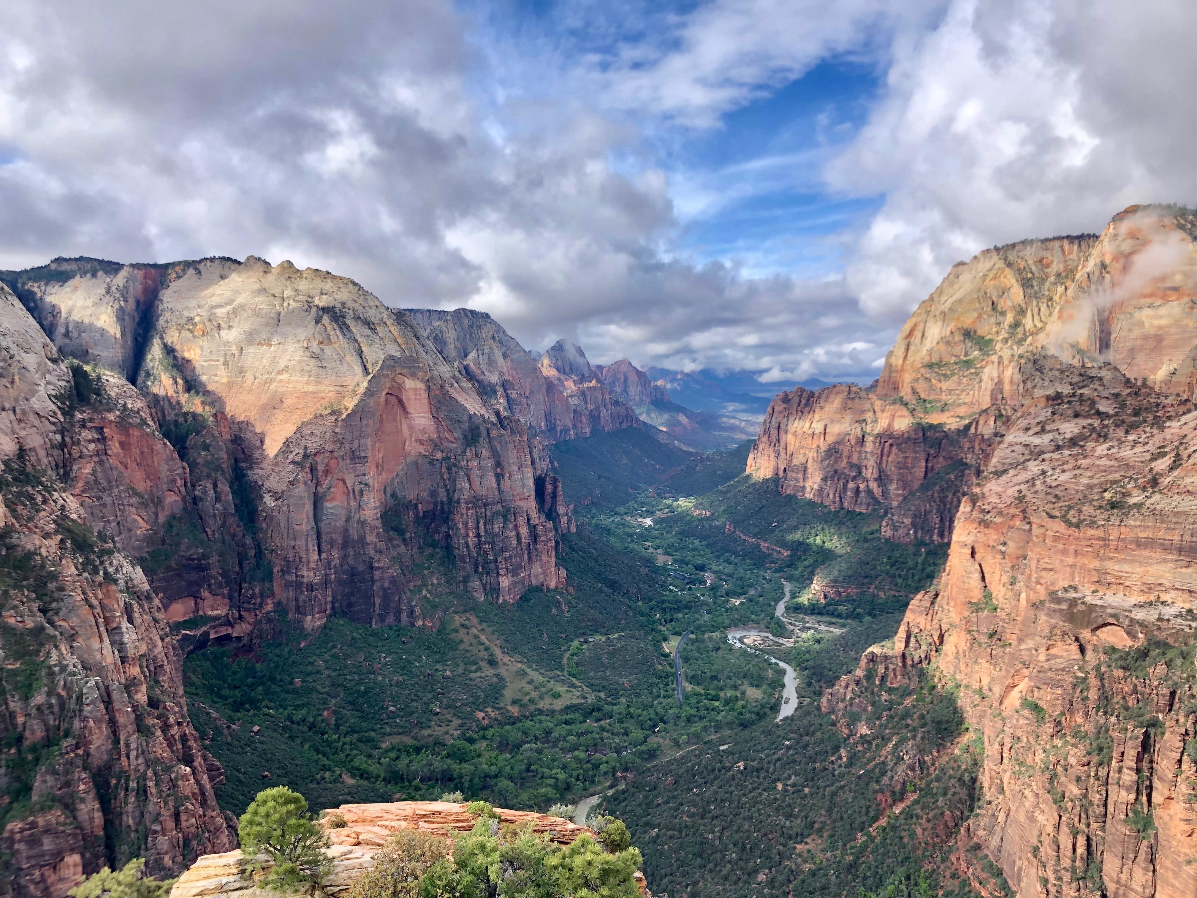 A break in the clouds at the summit of Angel's Landing, Zion National