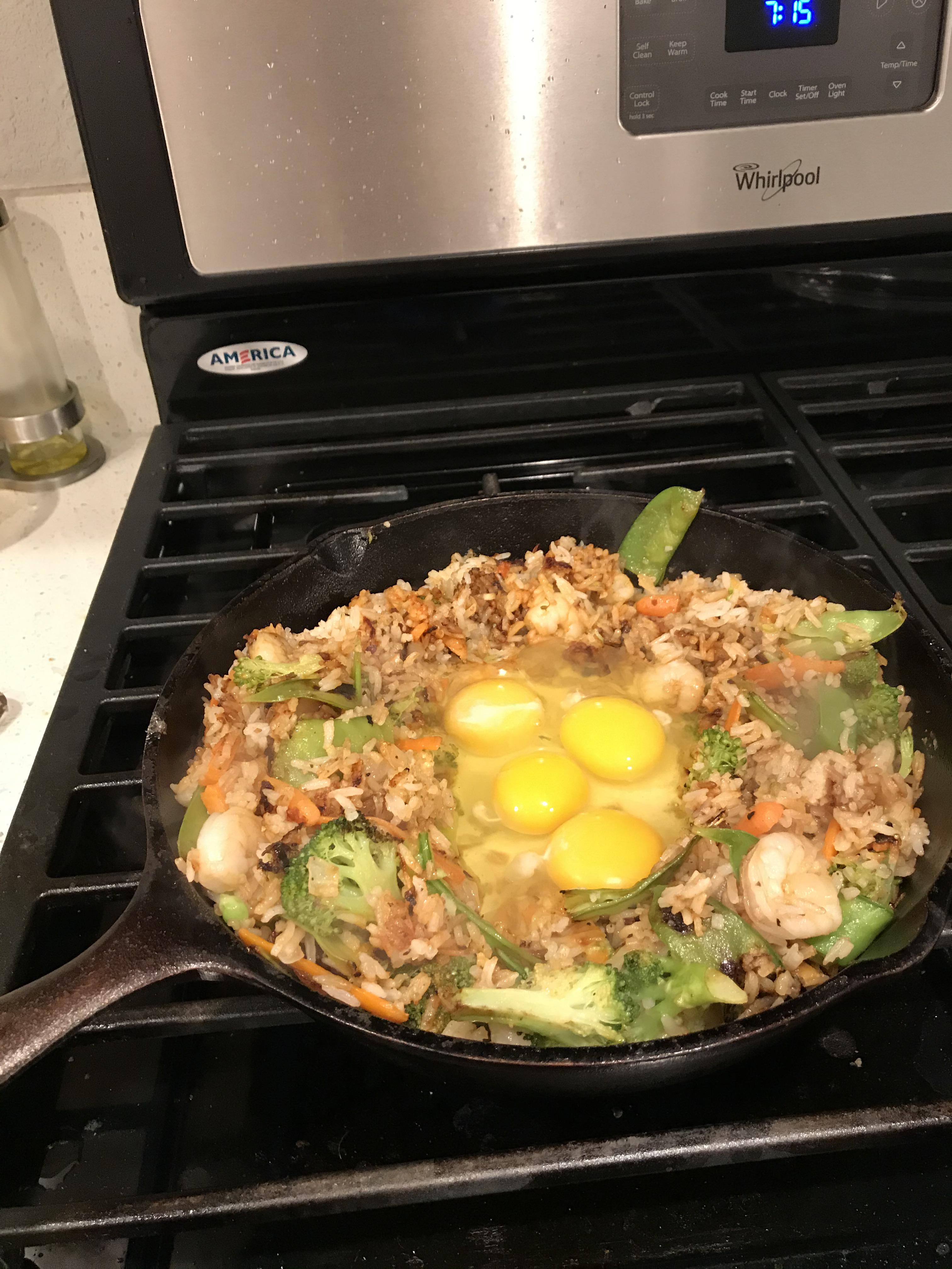Make a well in your fried rice to scramble eggs. r/foodhacks