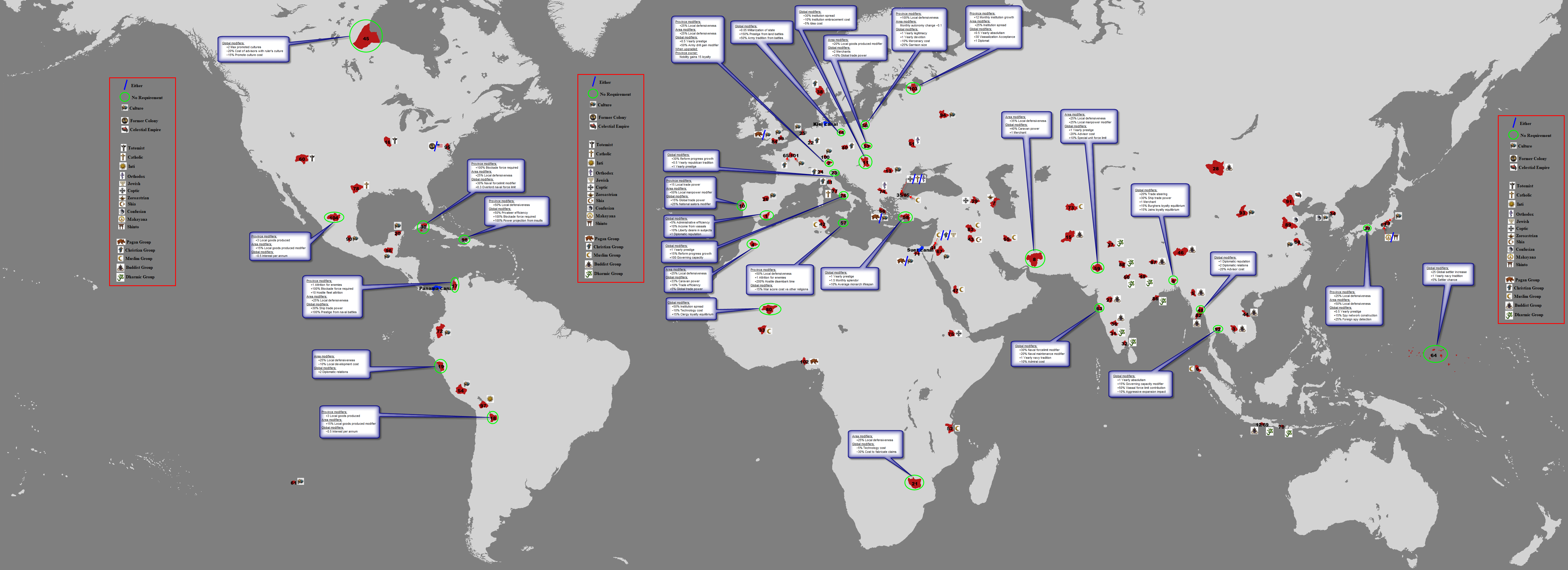 Great Projects Map Cheat sheet for religious/culture requirements, and