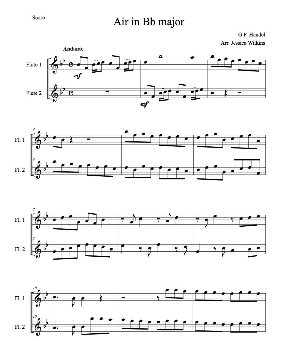 Handel Flute Duet JDW Sheet Music r/Flute