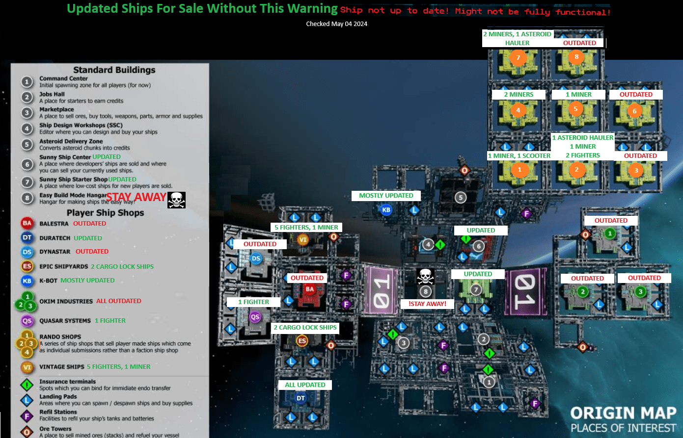 Map of Updated Ships For Sale May 4 2024 r/starbase