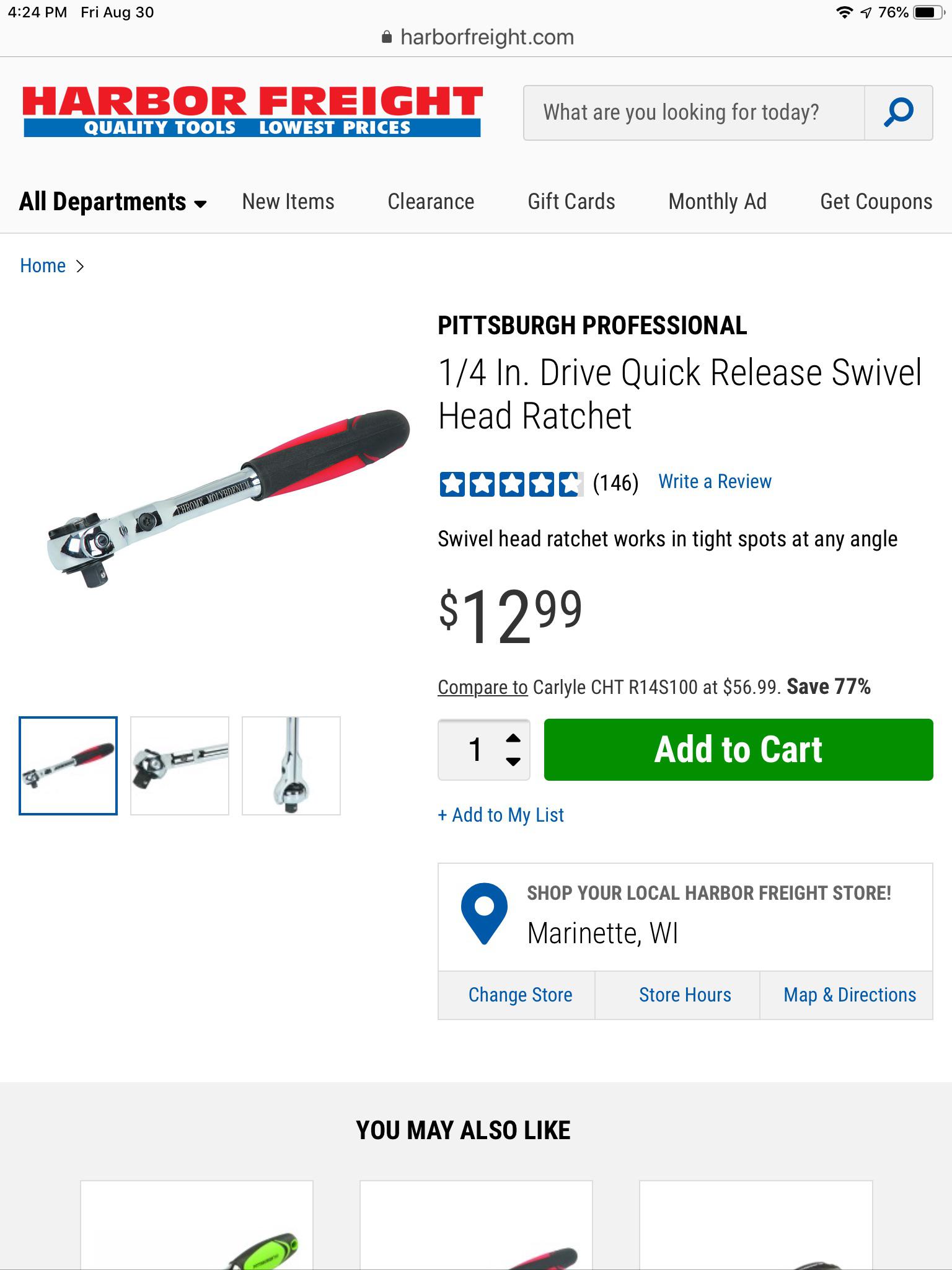 Are the Pittsburgh Pro swivel head ratchets switching from green