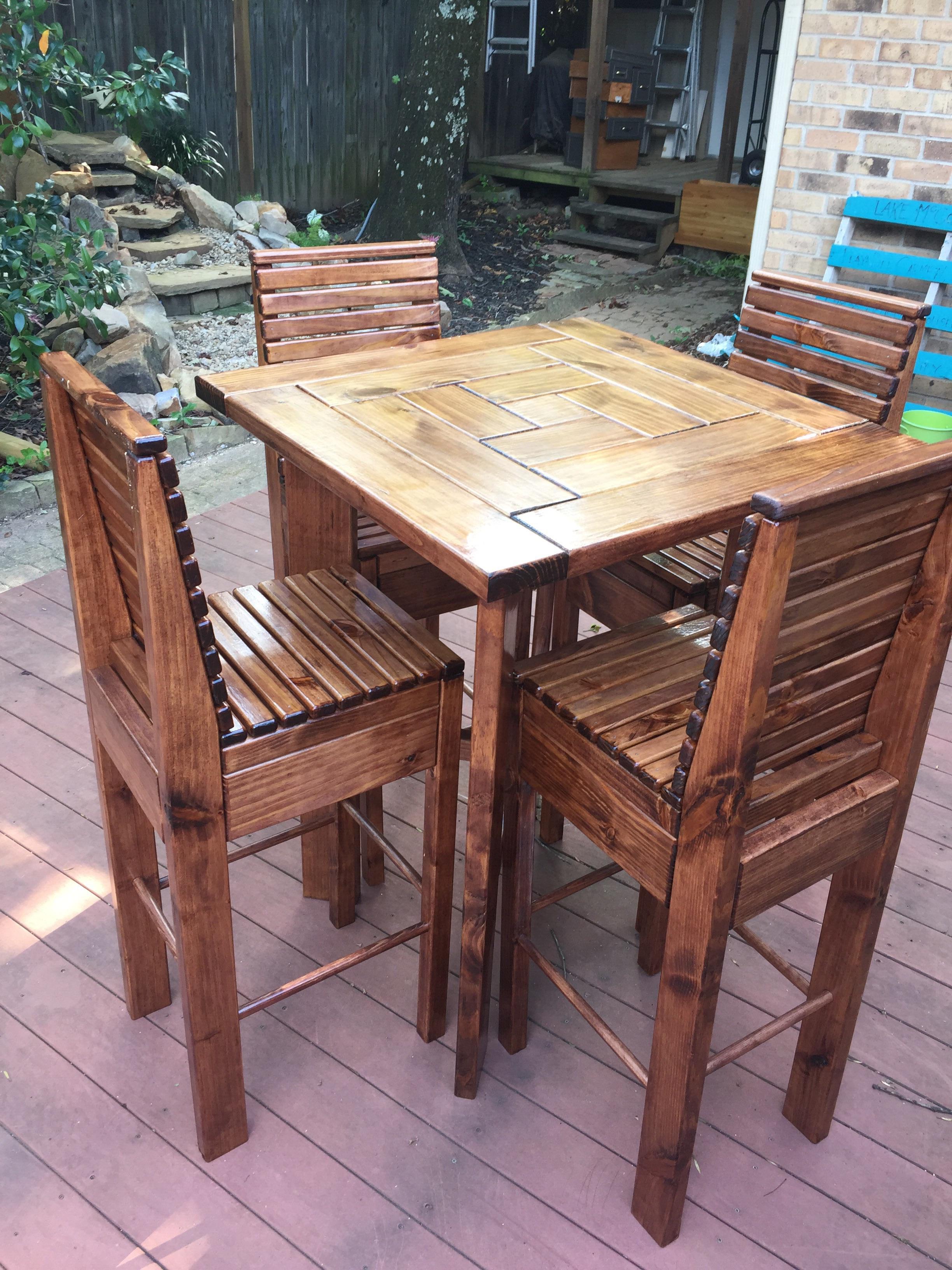 Patio table and chairs made from 2x6s from Home Depot r/woodworking