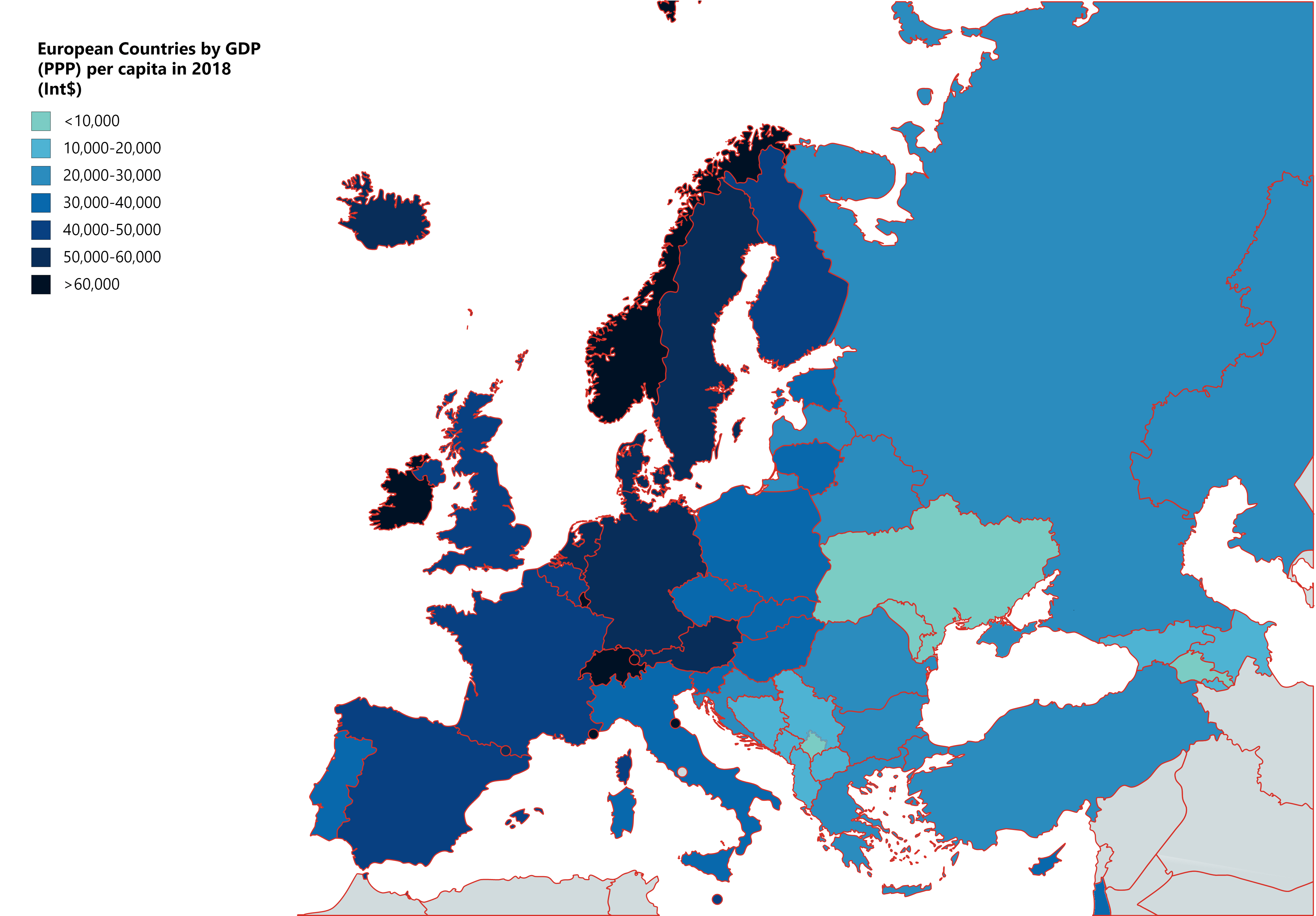 European Countries by GDP (PPP) per capita in 2018 r/europe