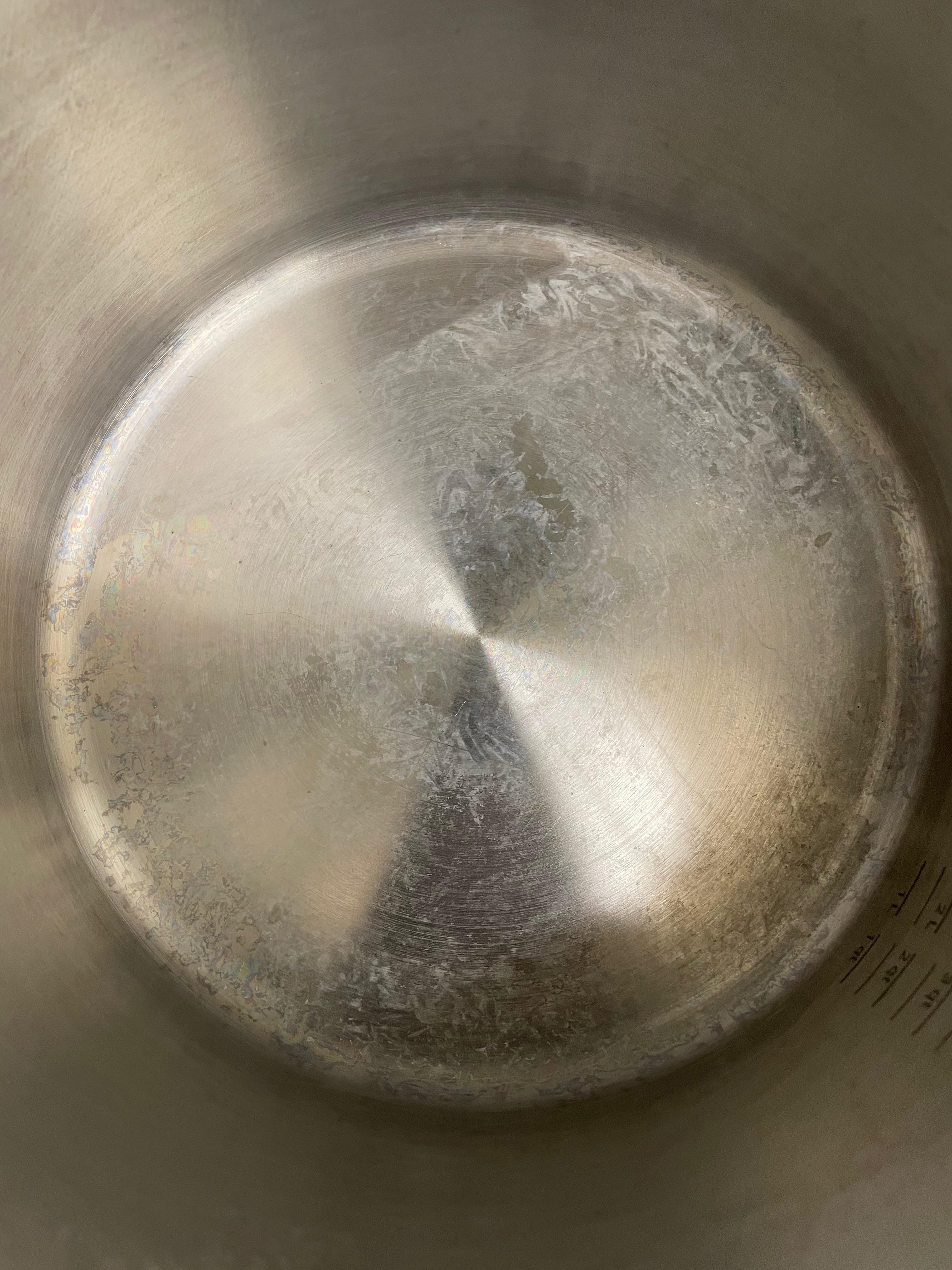 How to clean these dried water spots from stainless steel pot? r