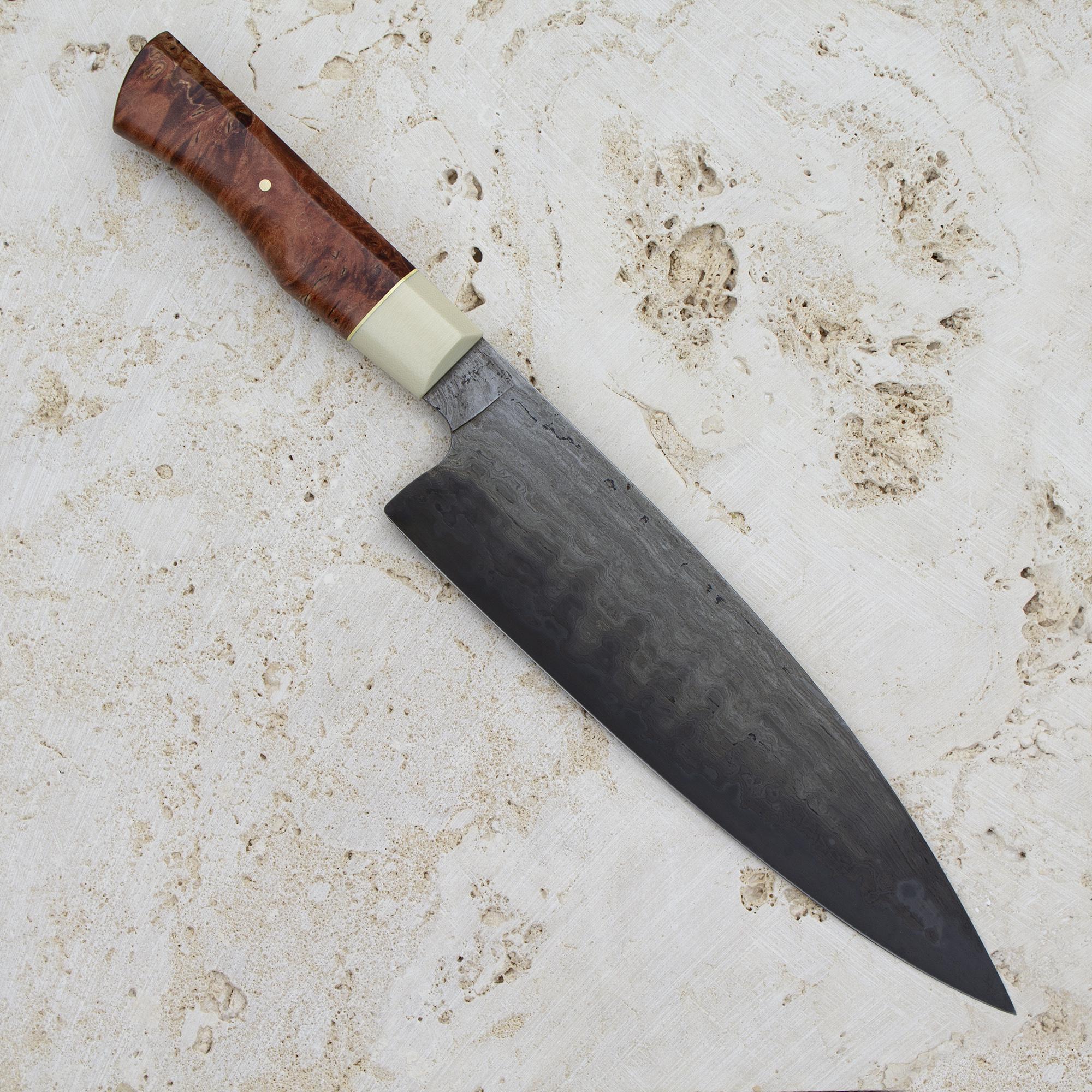 French Chef Knife W2 and Wrought Iron San Mai r/Bladesmith