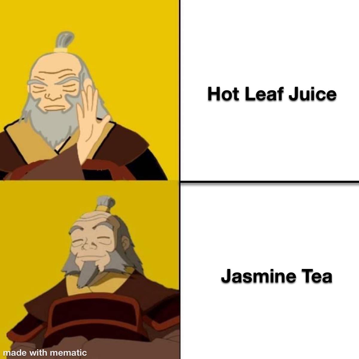 “This tea is nothing more than hot leaf juice!” r/TheLastAirbender