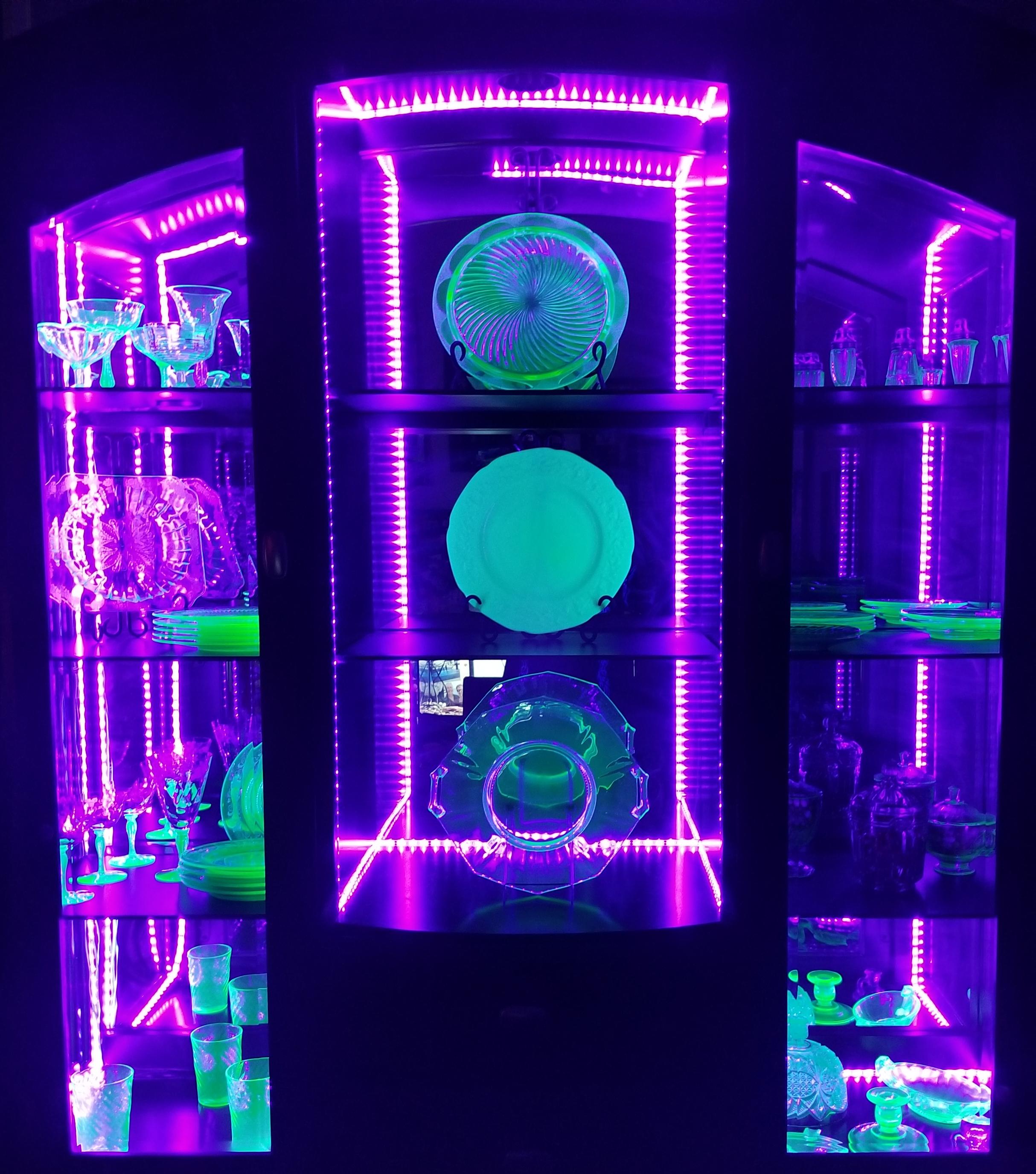 I finally got my uranium glass China lit up with black lights
