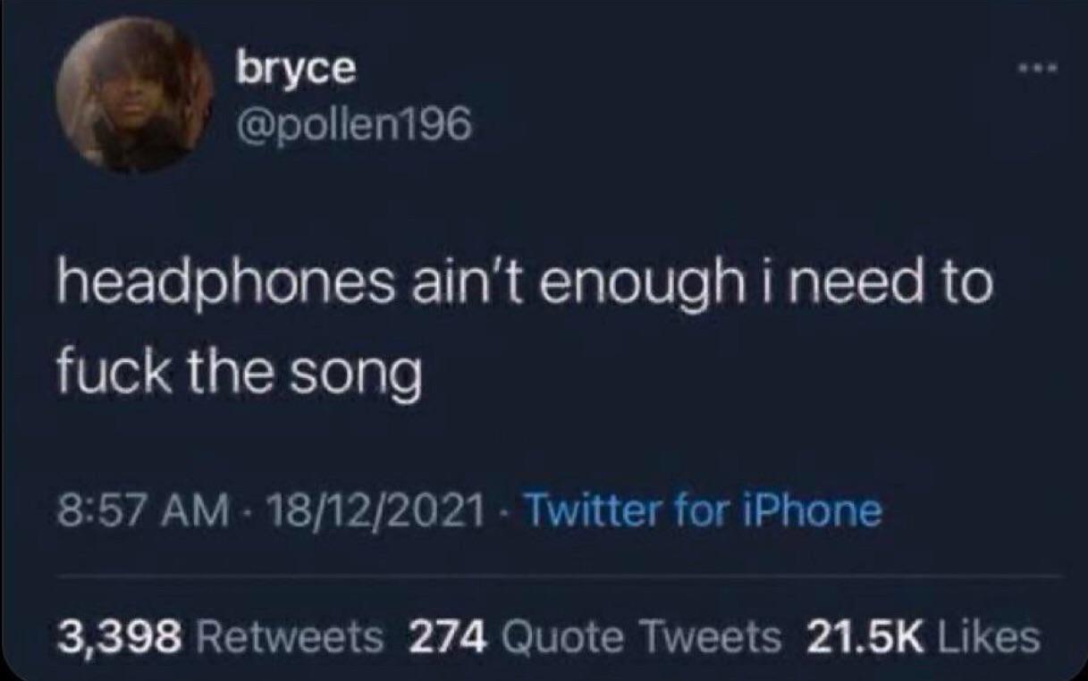 Headphones ain’t enough I need to f*ck the song r/BrandNewSentence