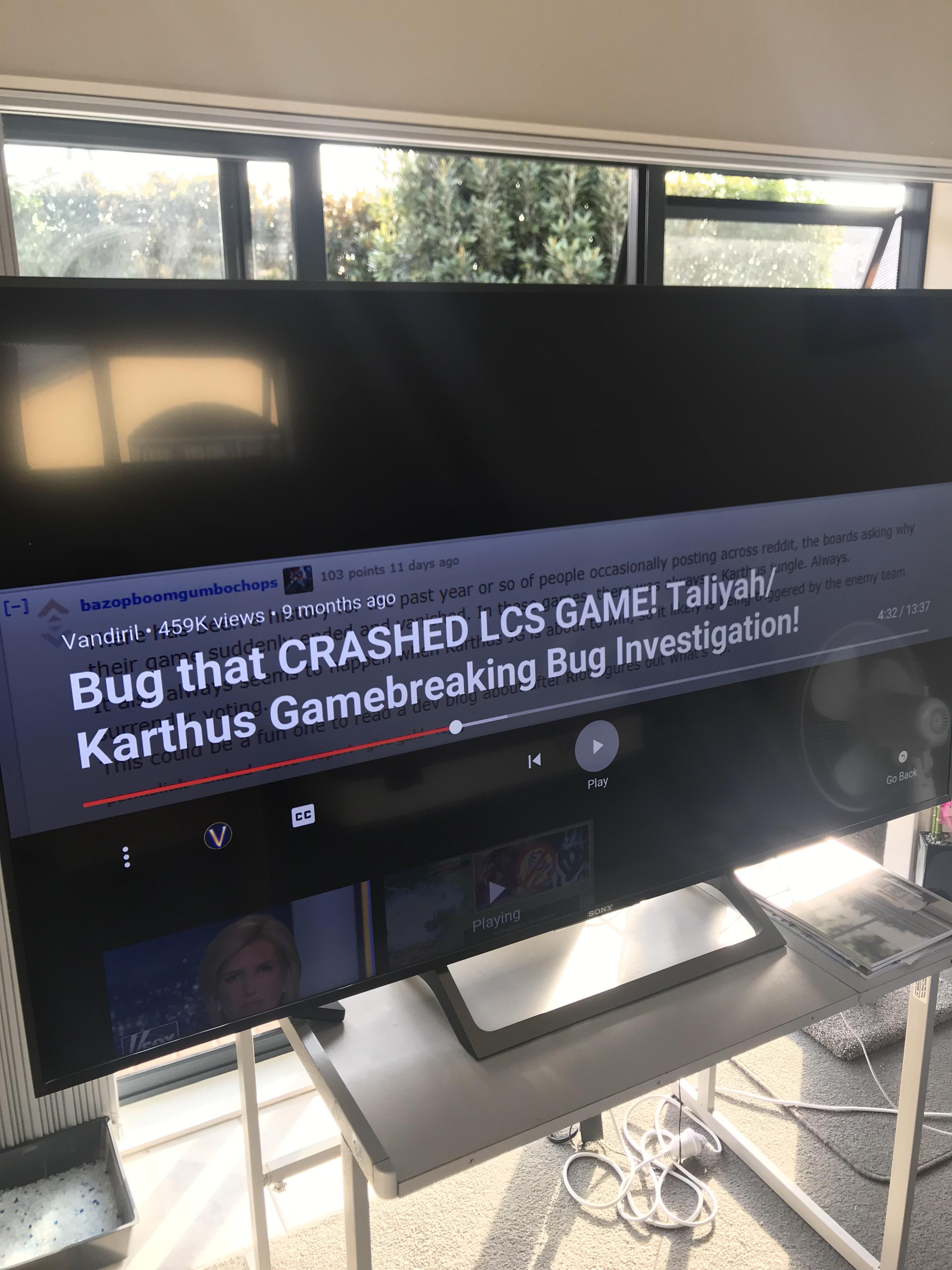 Pausing YouTube on the official YouTube smart TV app covers the video