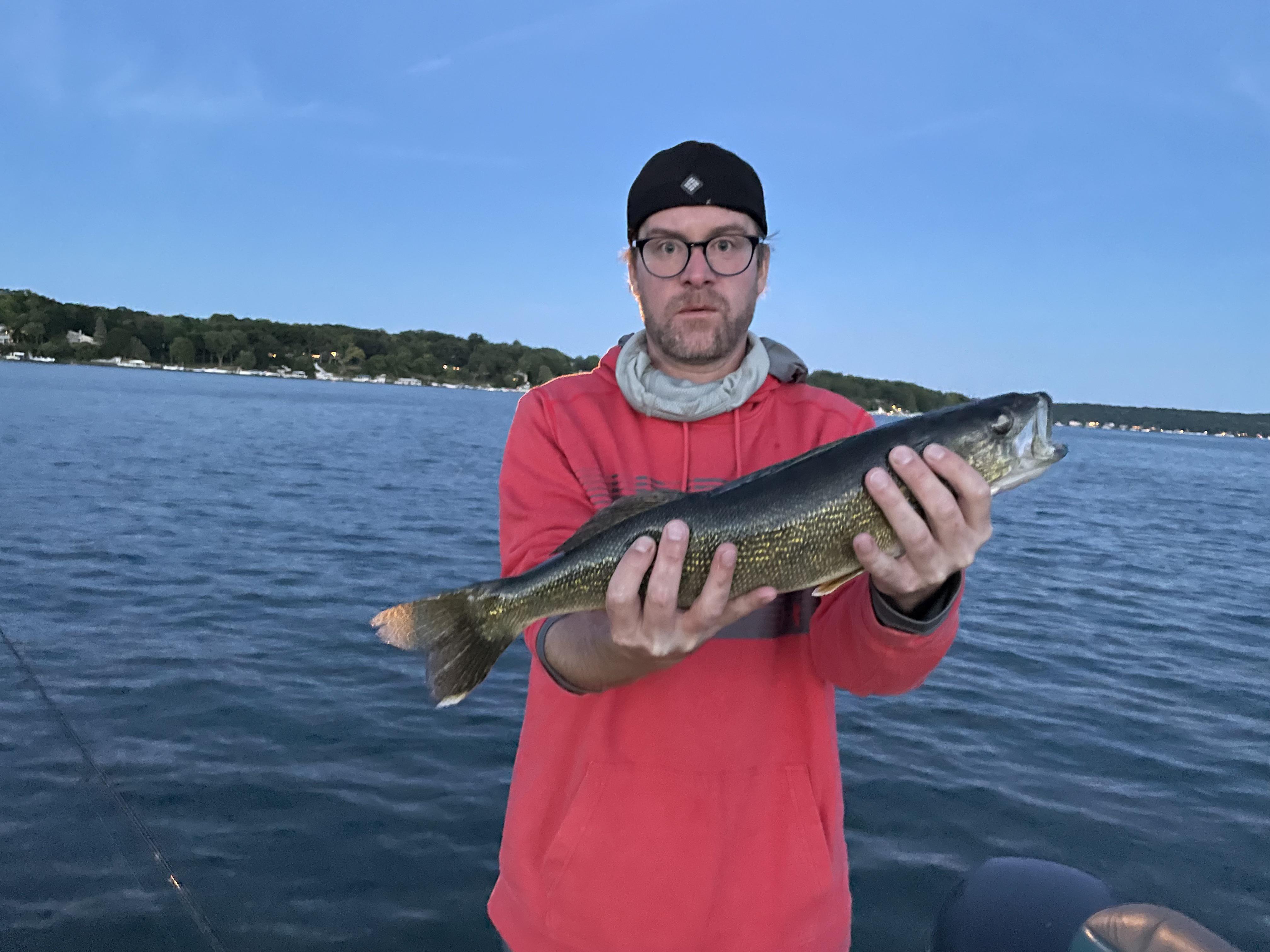 24 inch 4 pound Lake Geneva Walleye this evening r/Fishing