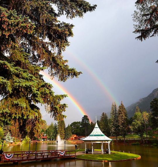 Green Mountain Falls, Colorado. See the sky with a beautiful rainbow