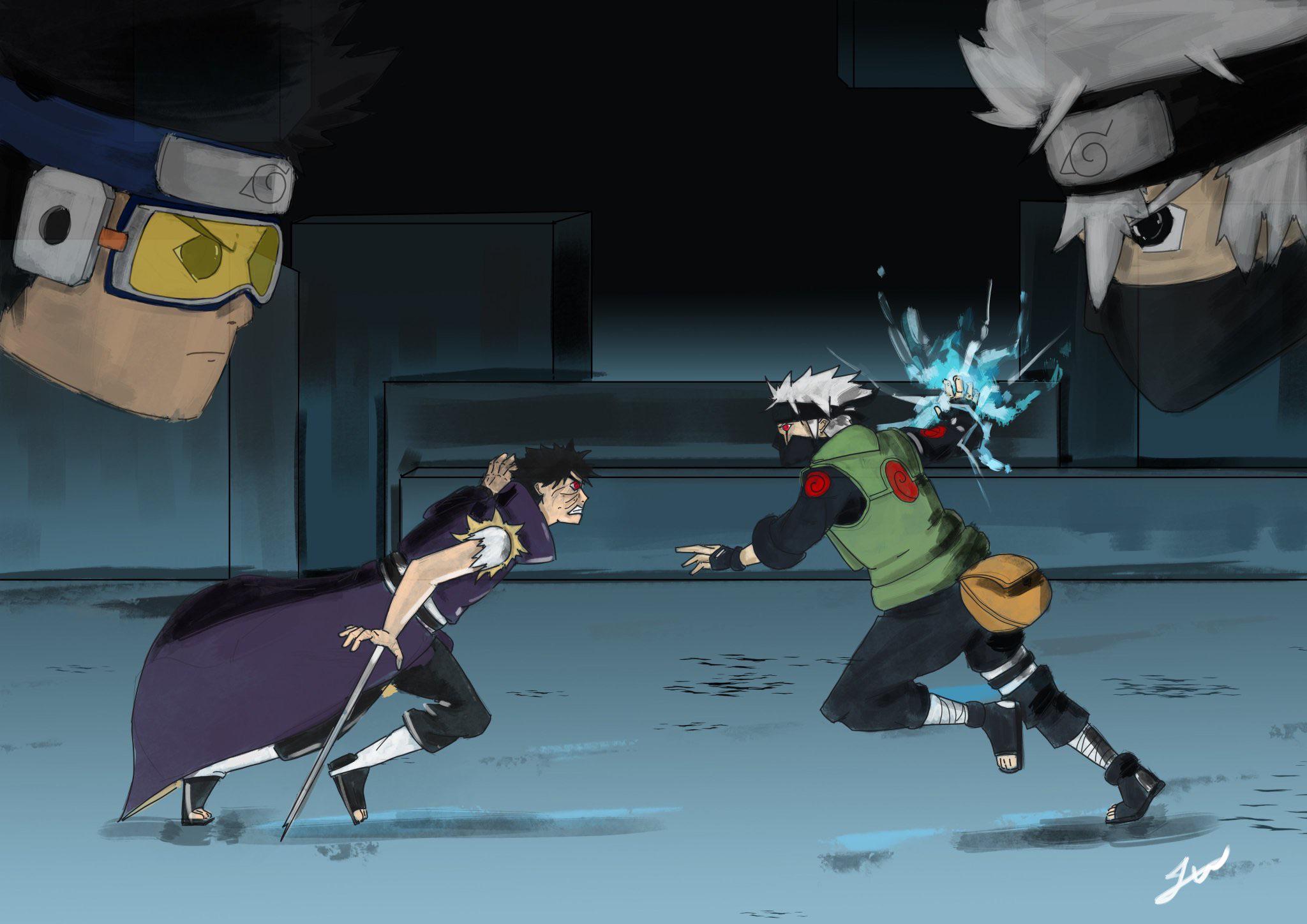 Hey there again! I made kakashi vs obito art I hope you like it! r/Naruto