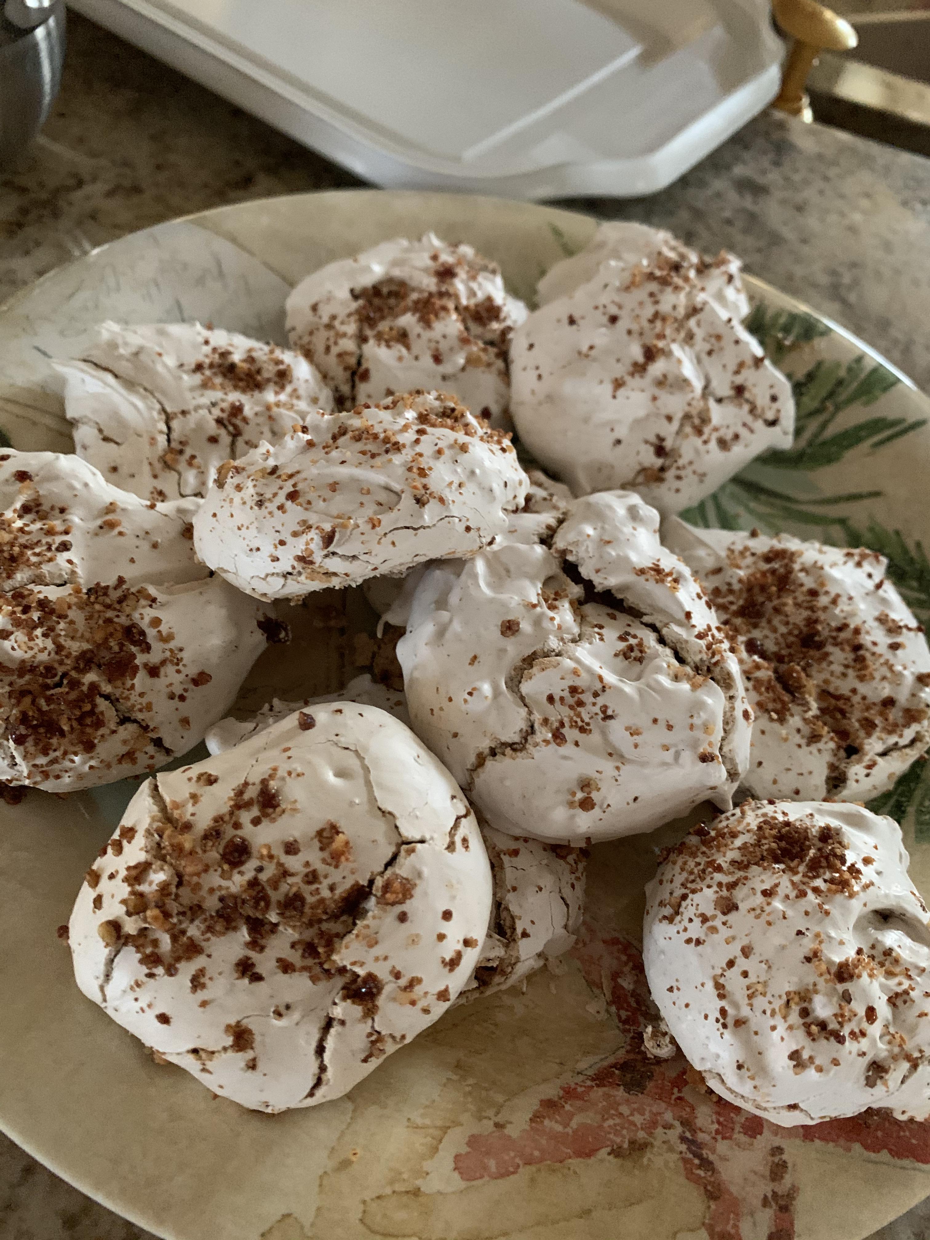 tried Carla’s praline meringues from Where Cooking Begins. A little