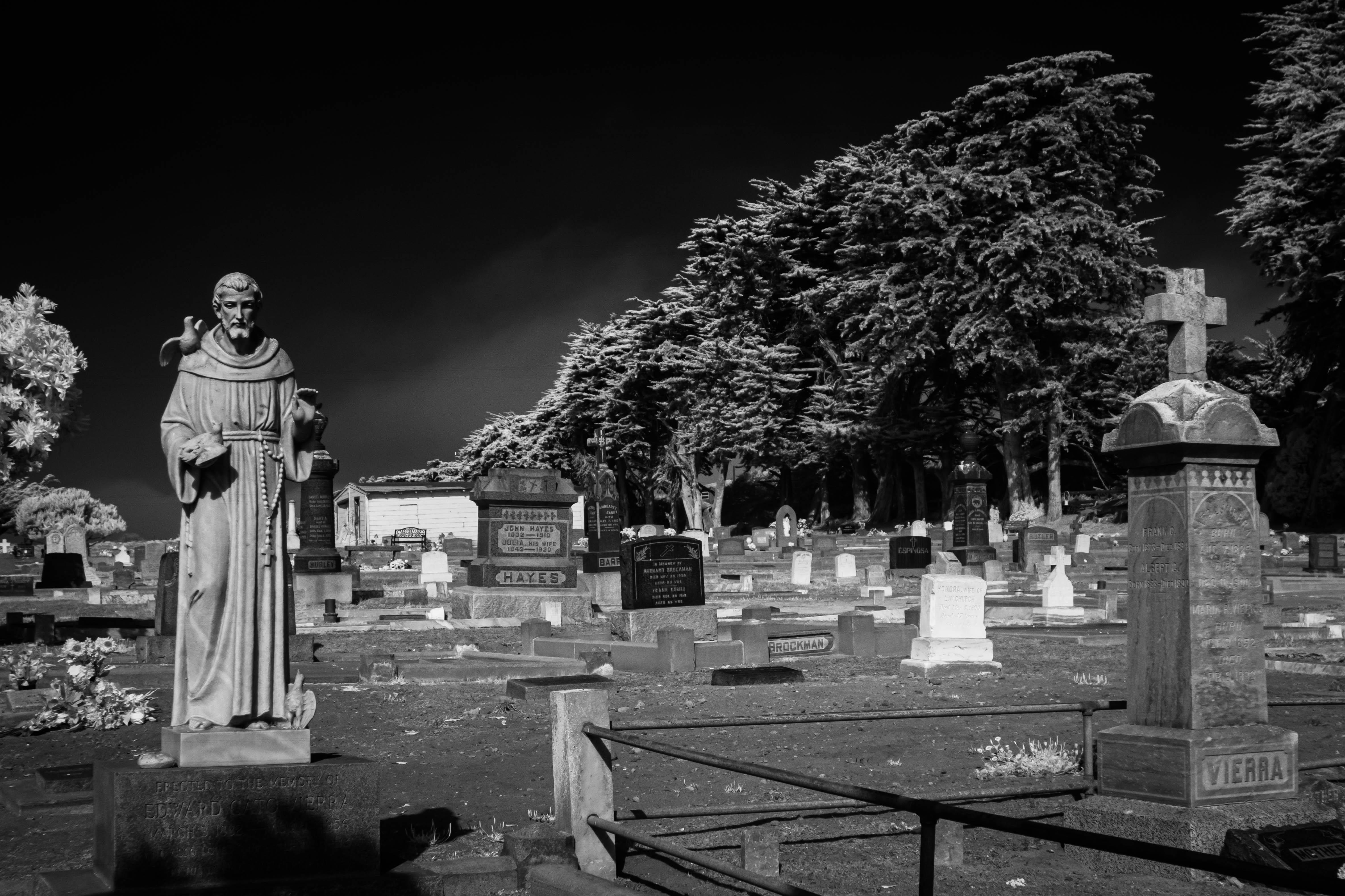 Castroville Moss Landing Cemetery in infrared r/CemeteryPorn