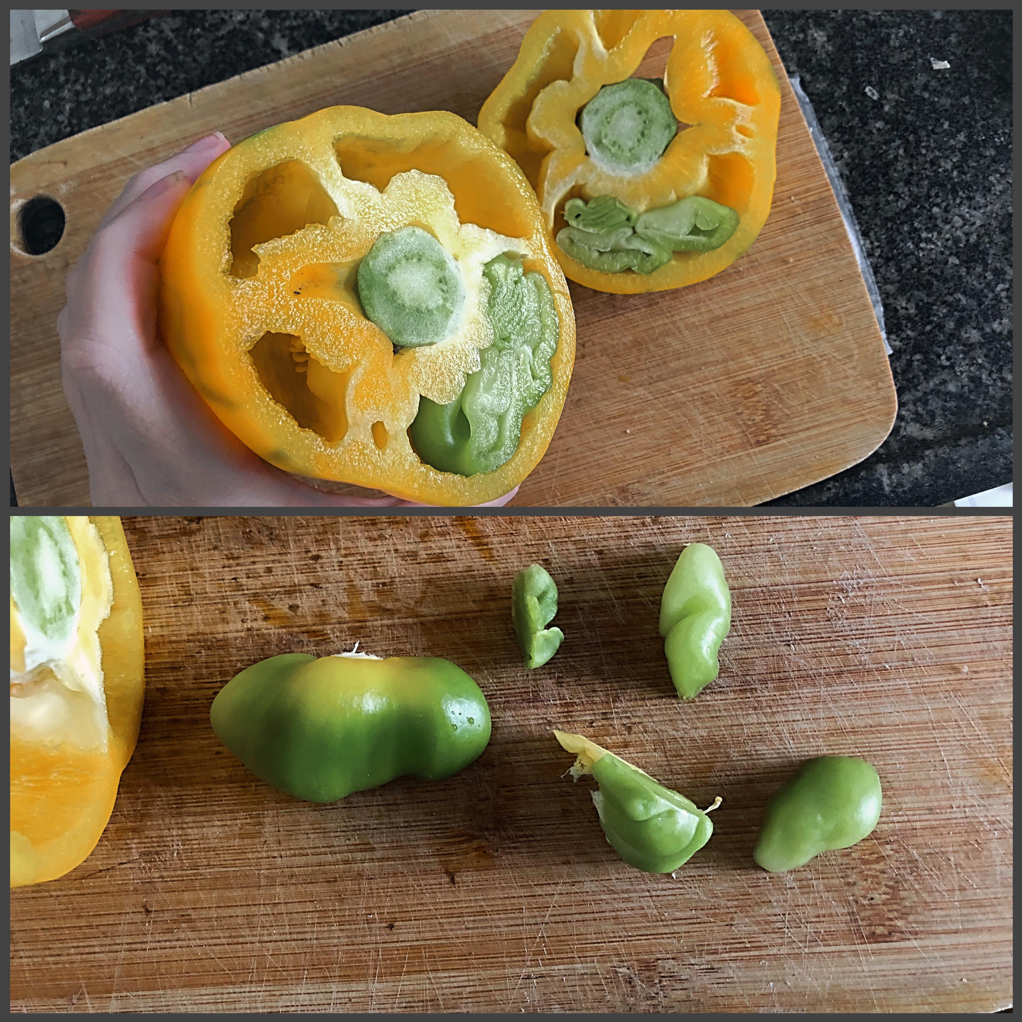 My yellow pepper came with a green pepper inside. r/mildlyinteresting
