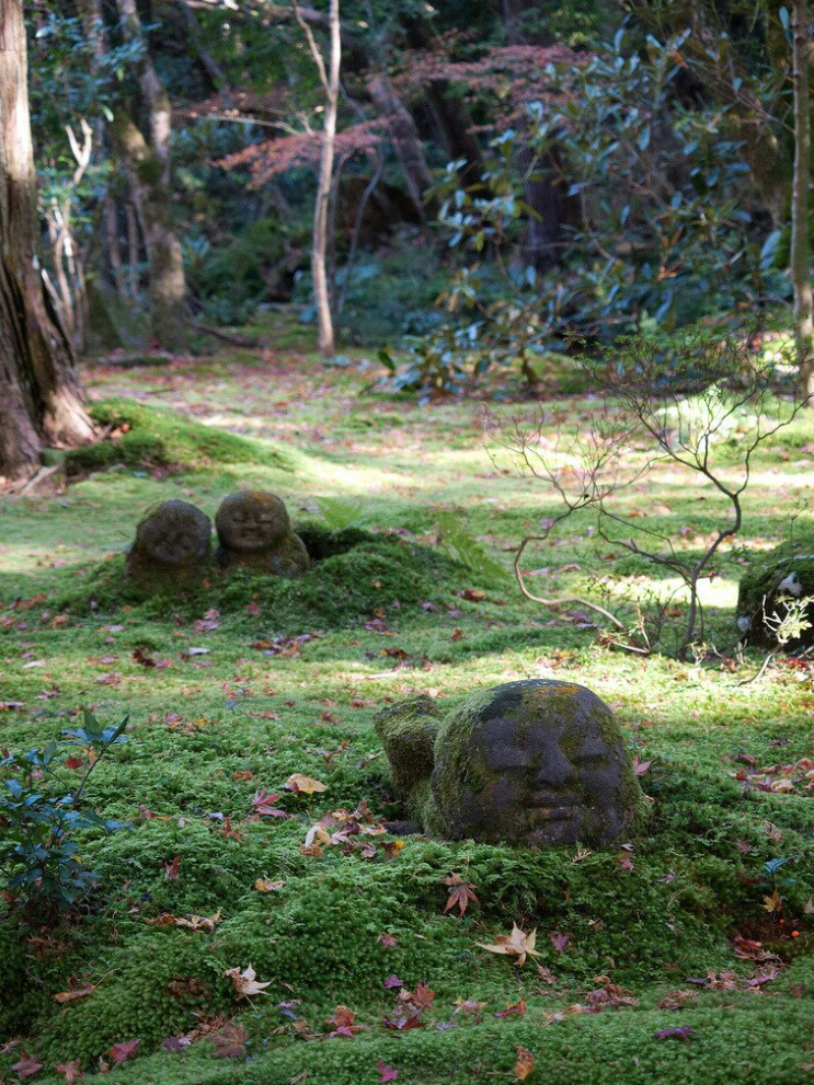 Kyoto moss garden with sleeping stone statues... r/CozyPlaces