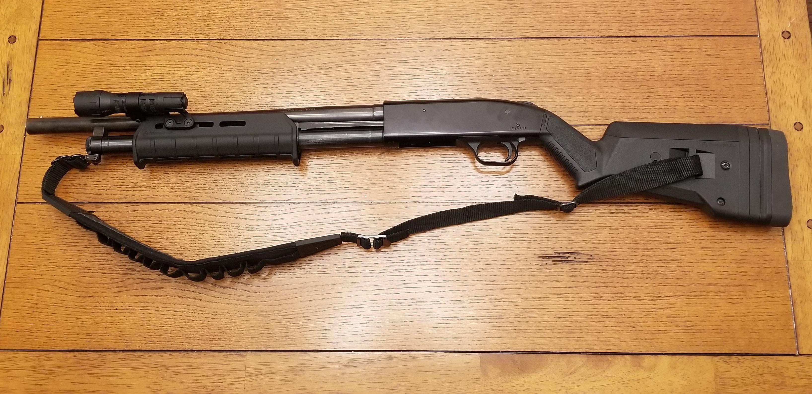 Twenty two year old Mossberg 500A. Nothing extreme, but changed out the