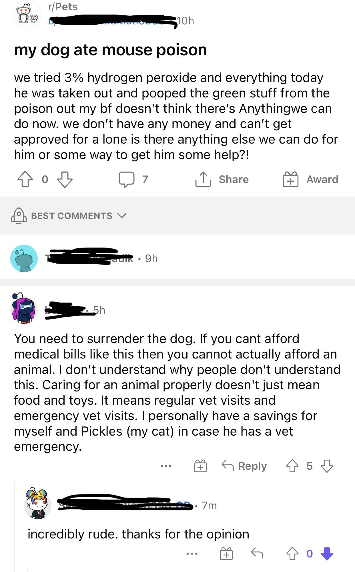“I’d rather let my dog die.” r/imatotalpeiceofshit