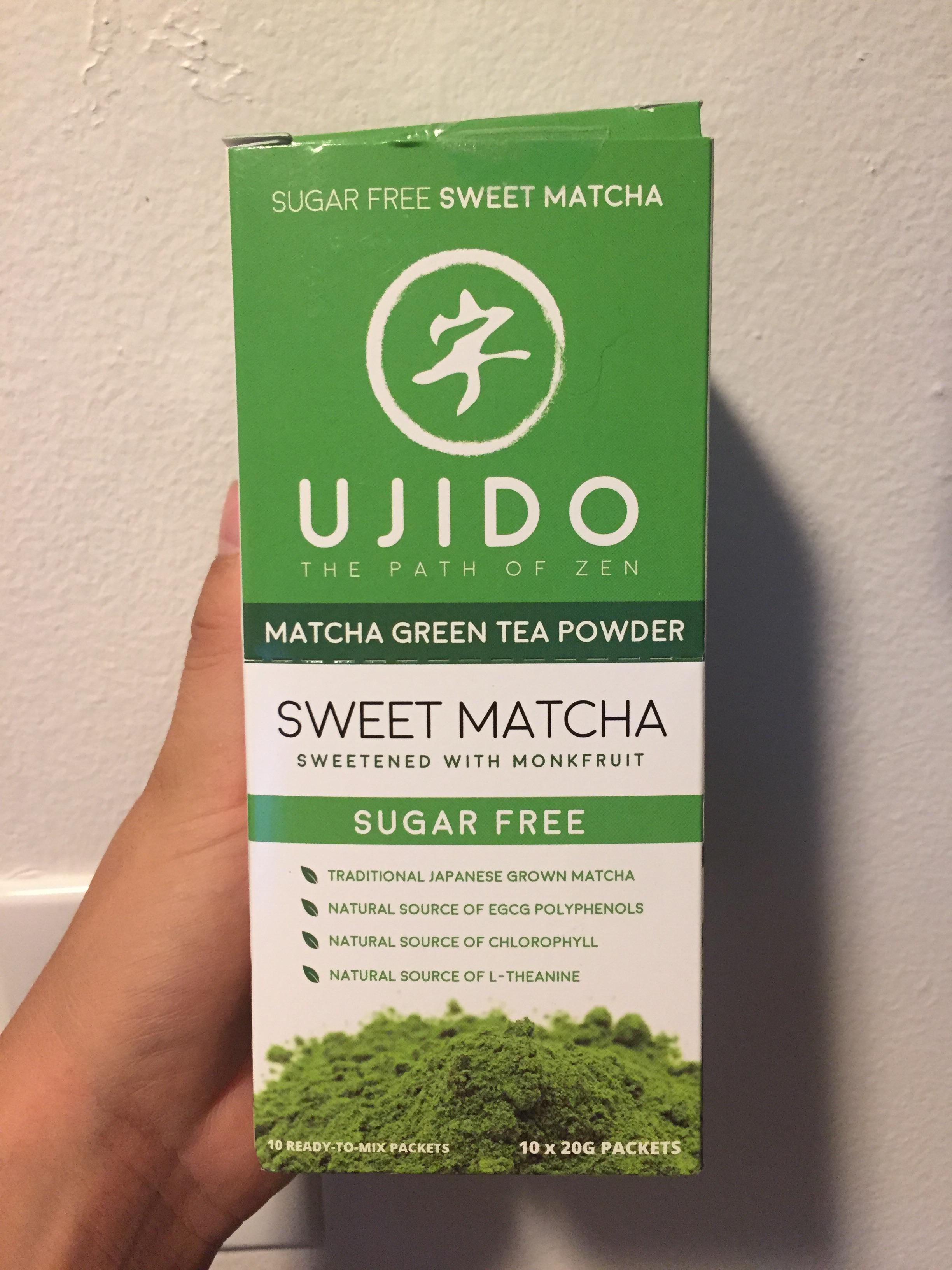Zero calorie matcha, I mix mine up with ice & unsweetened almond milk