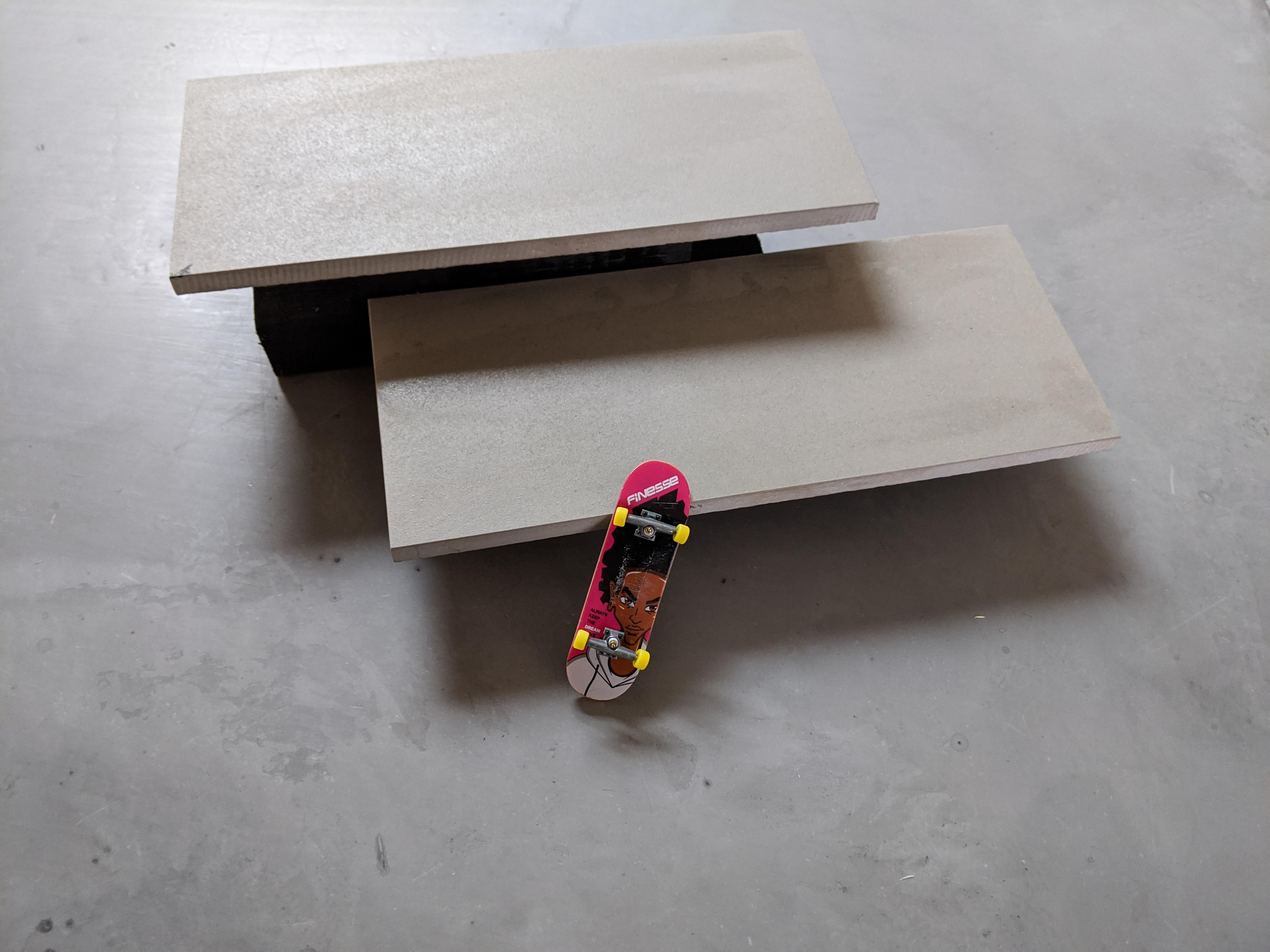 My first homemade ledge. Made from tile and wood r/Fingerboards