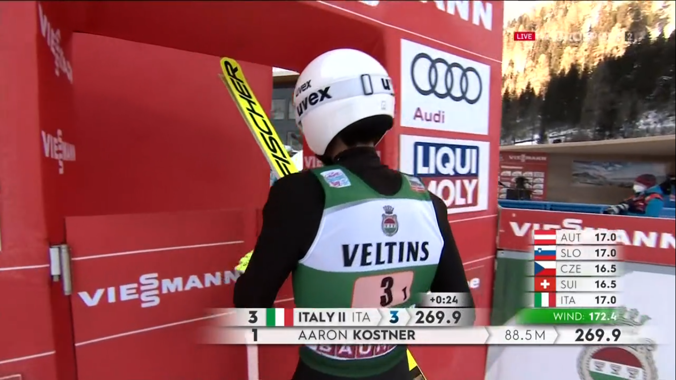 Interesting wind compensation at the Nordic Combined event at Val Di