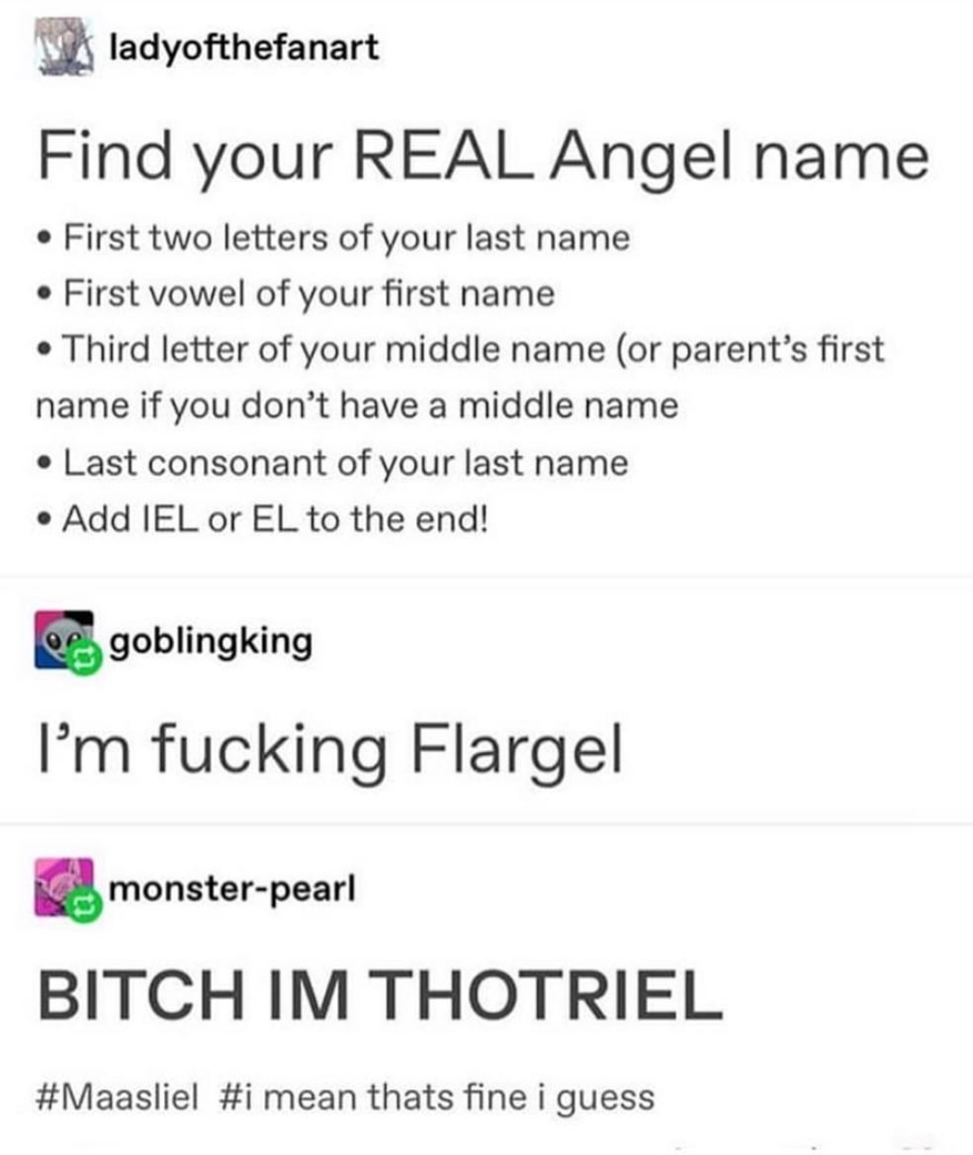 Angel names r/tumblr
