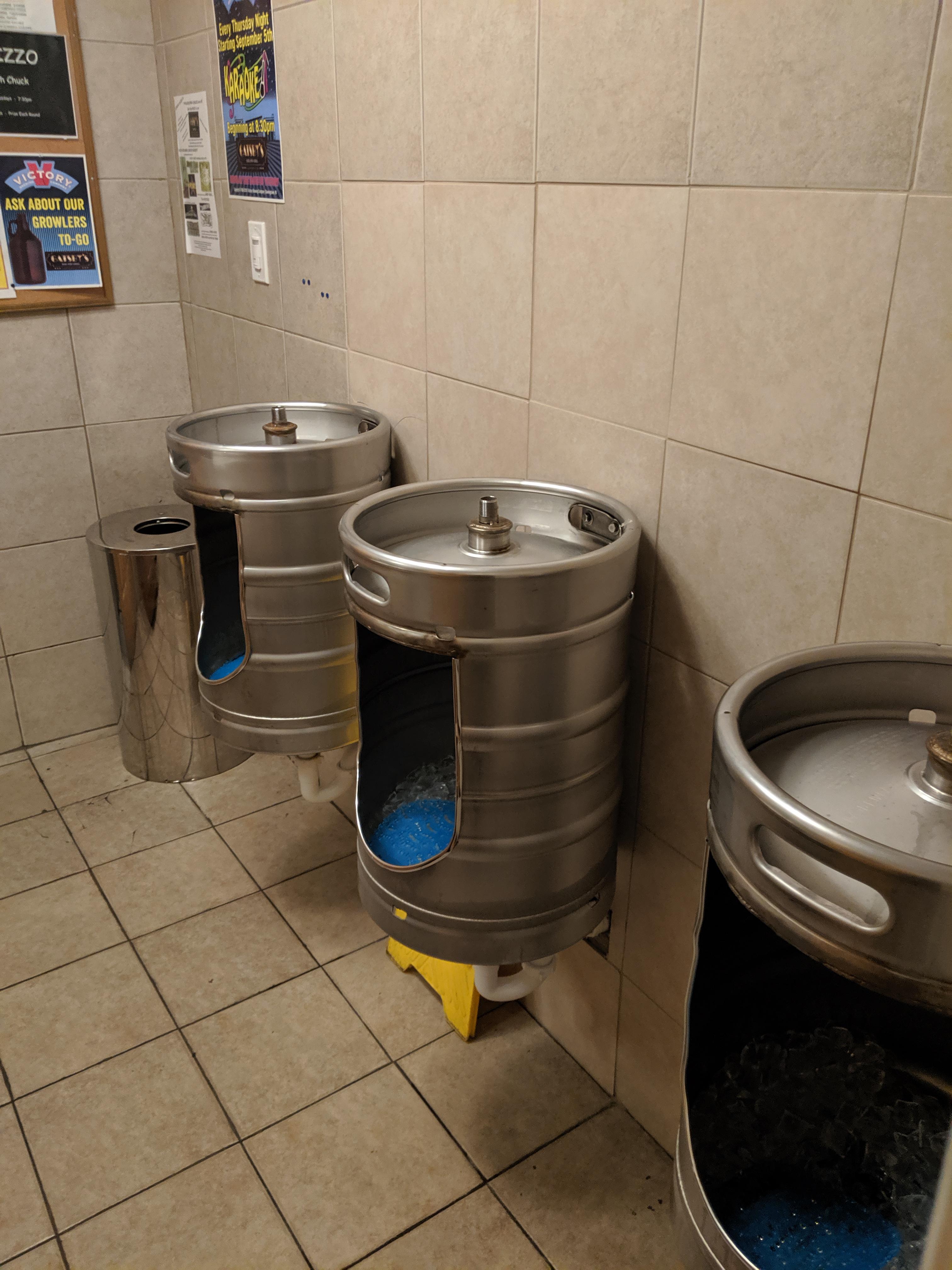 The beer keg urinal at my hometown bar/restaurant. Thought it was funny