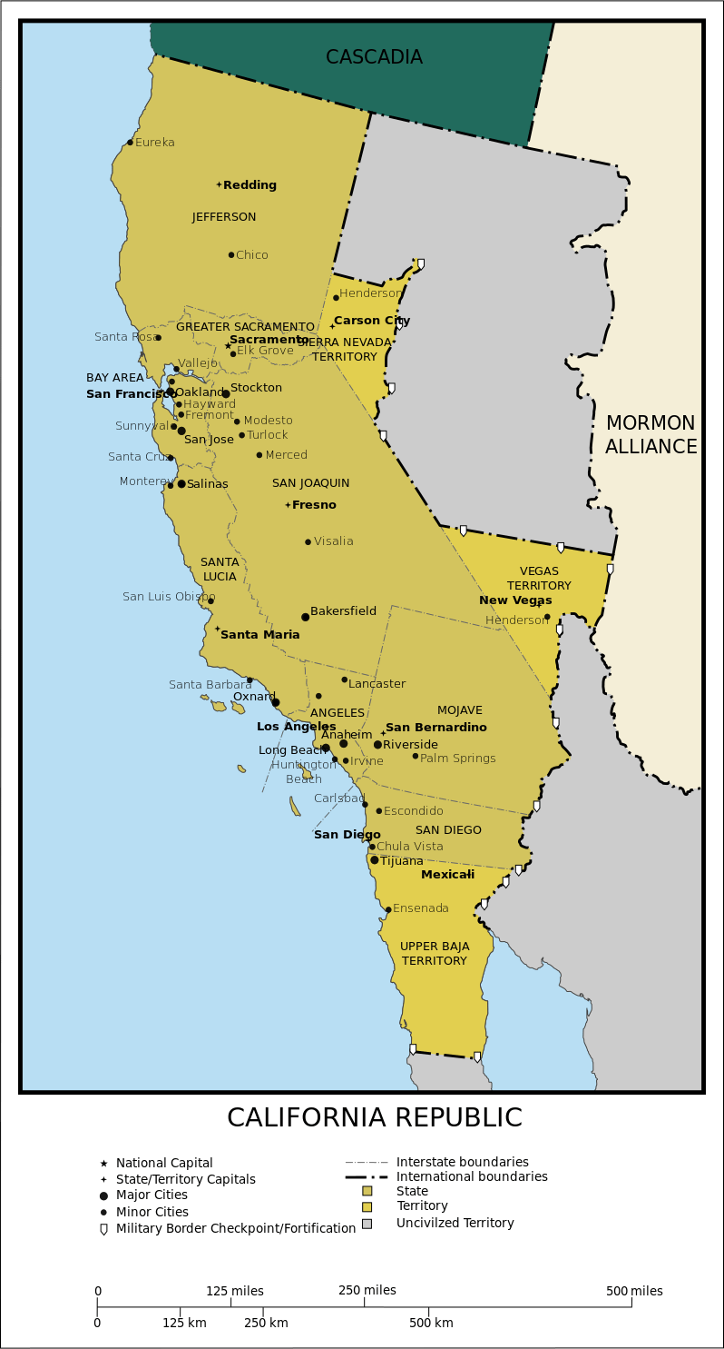Political Map of the California Republic circa 2128 (76 years after the