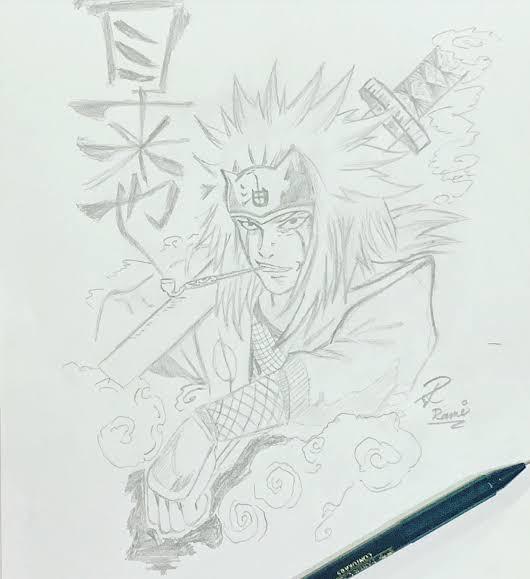 Jiraiya pencil drawing r/Naruto