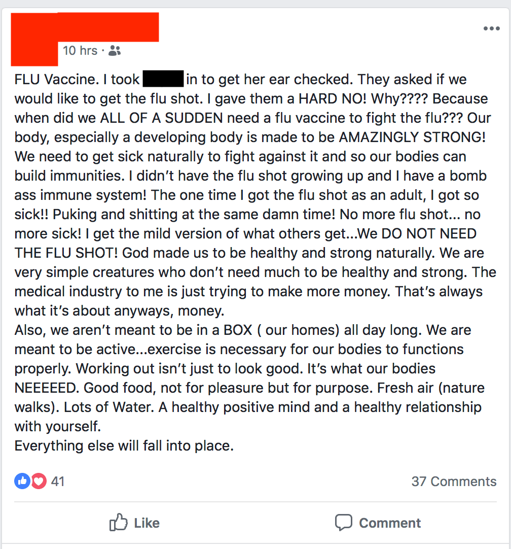 All you need to fight the FLU is good food, fresh air, and a positive mind! r/insanepeoplefacebook