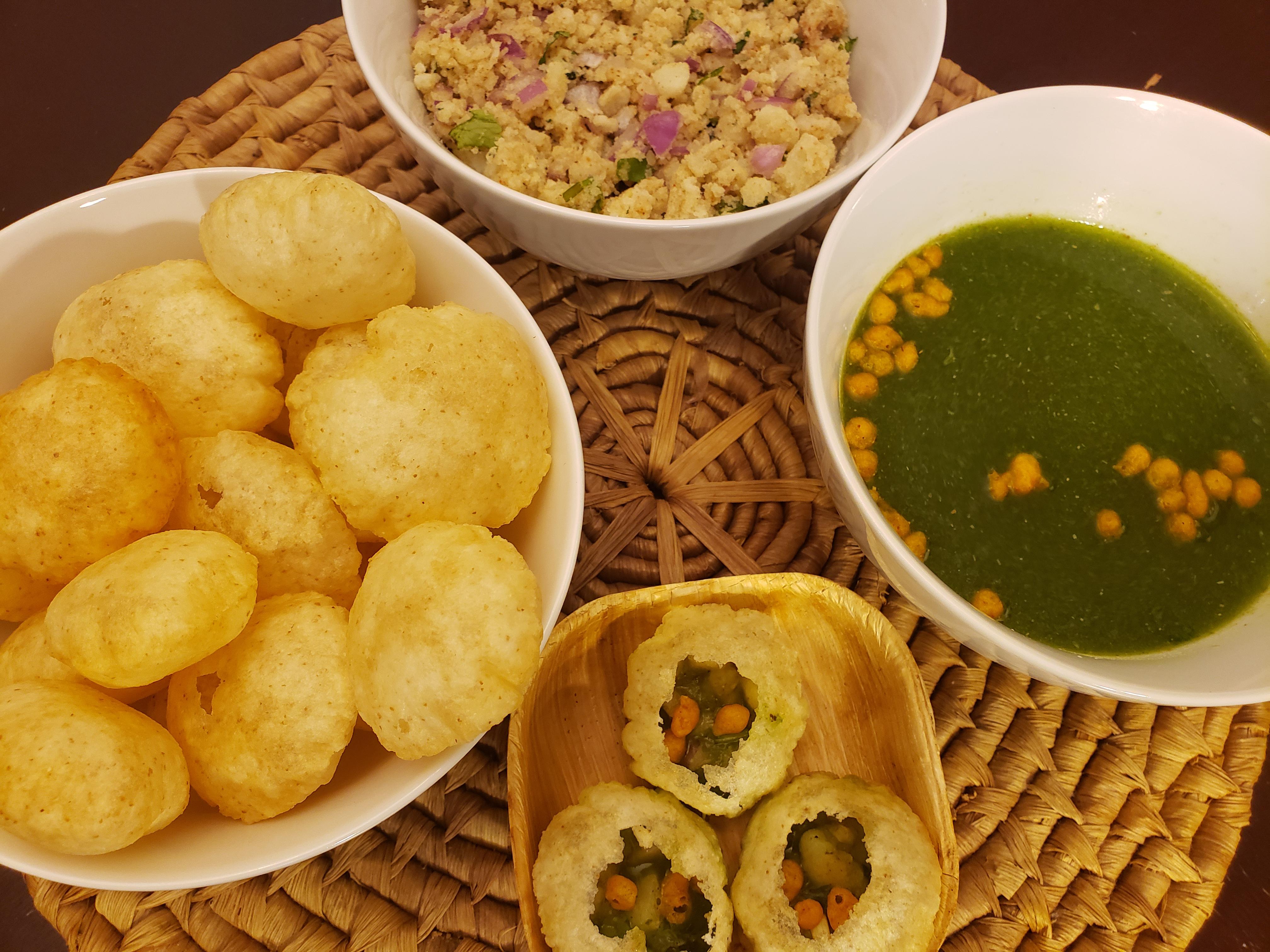 "Pani Puri" a fried crispy puri filled with lipsmacking potato masala