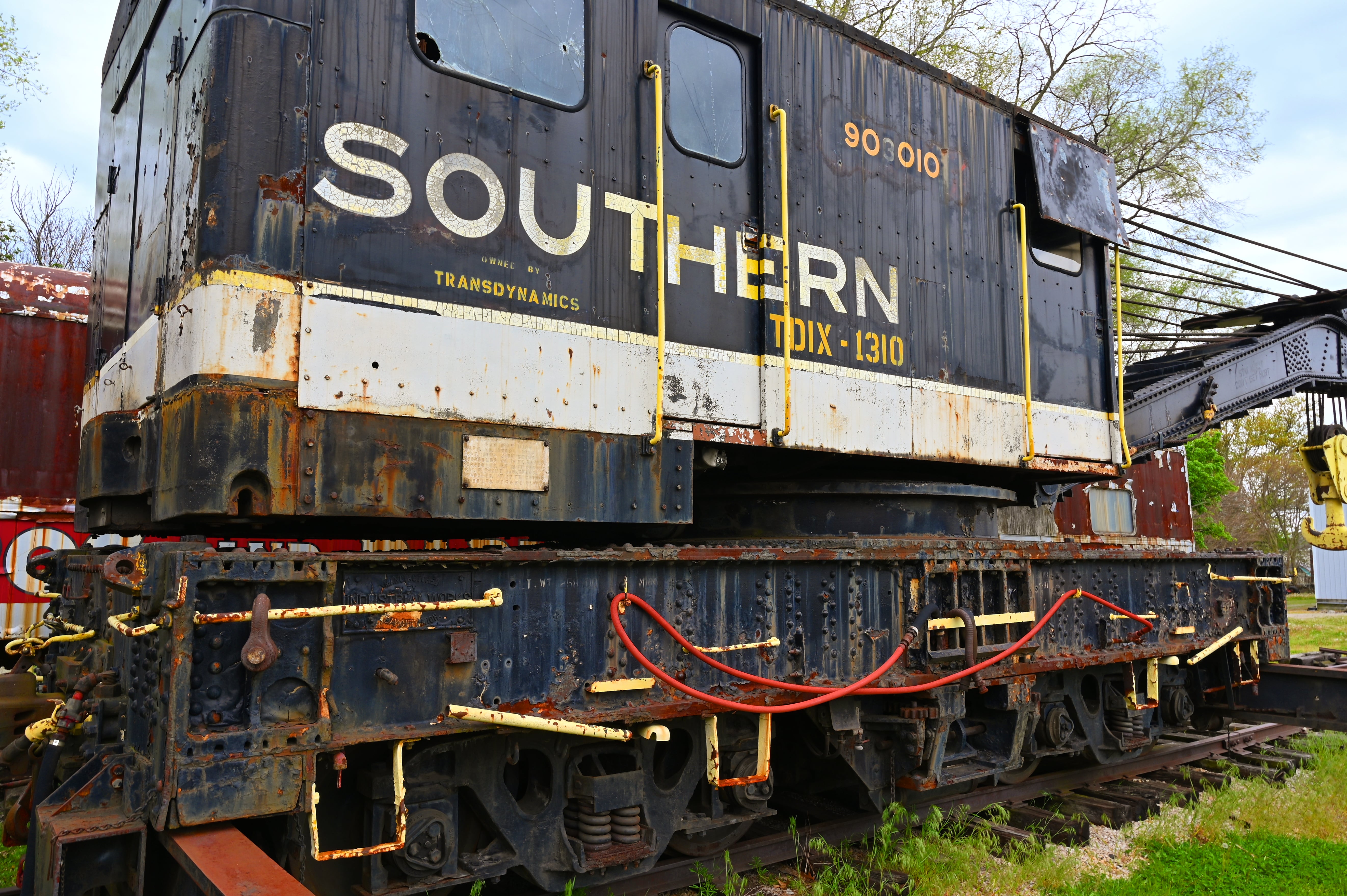 It doesn't lift anymore a rotting crane in Bellevue, Ohio trains