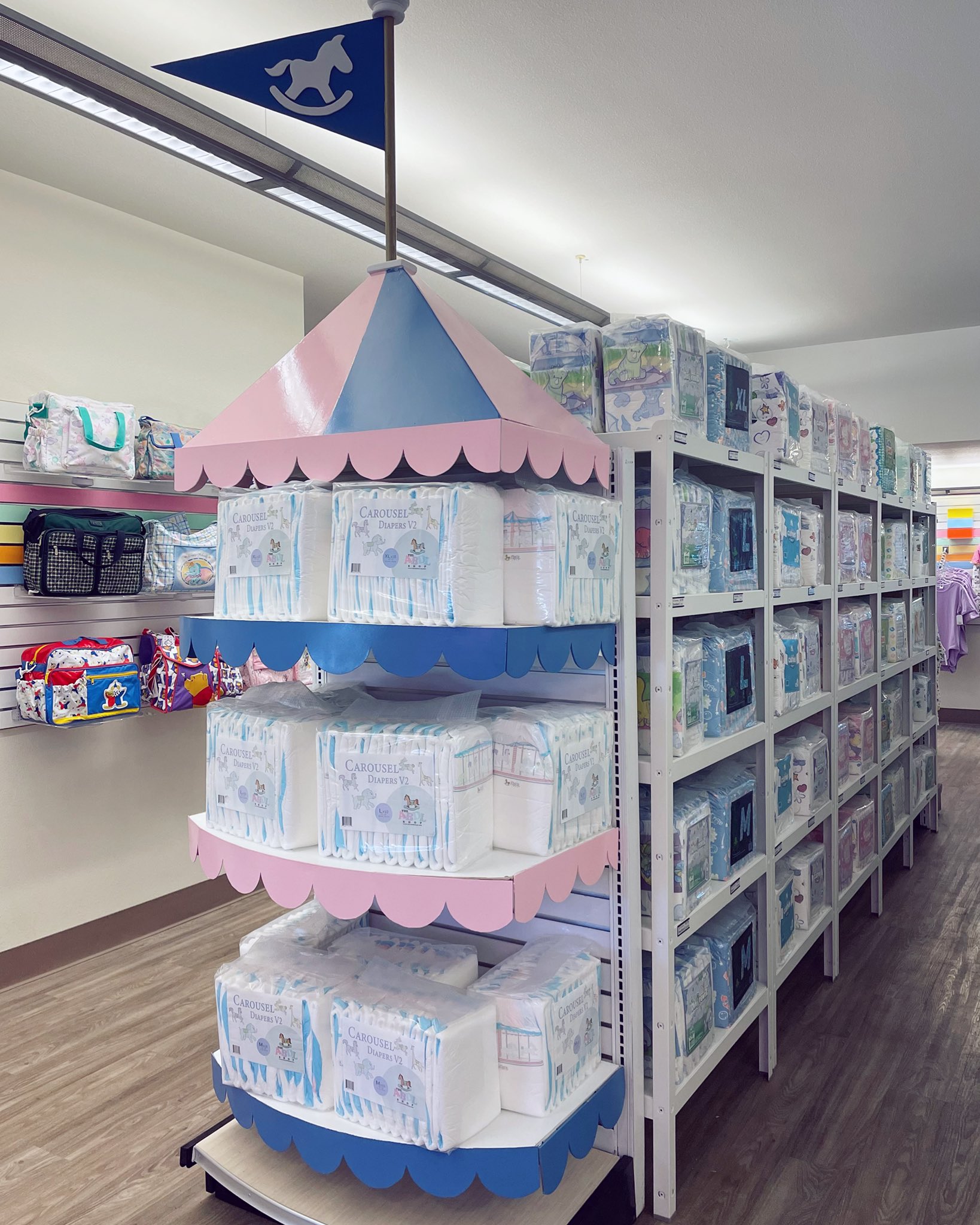 Carrousel diapers on display at the ABDL shop r/ABDL