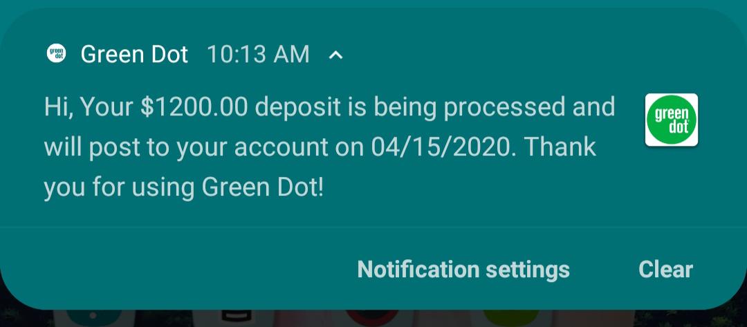 Stimulus Check To Green Dot Card STIMUQ