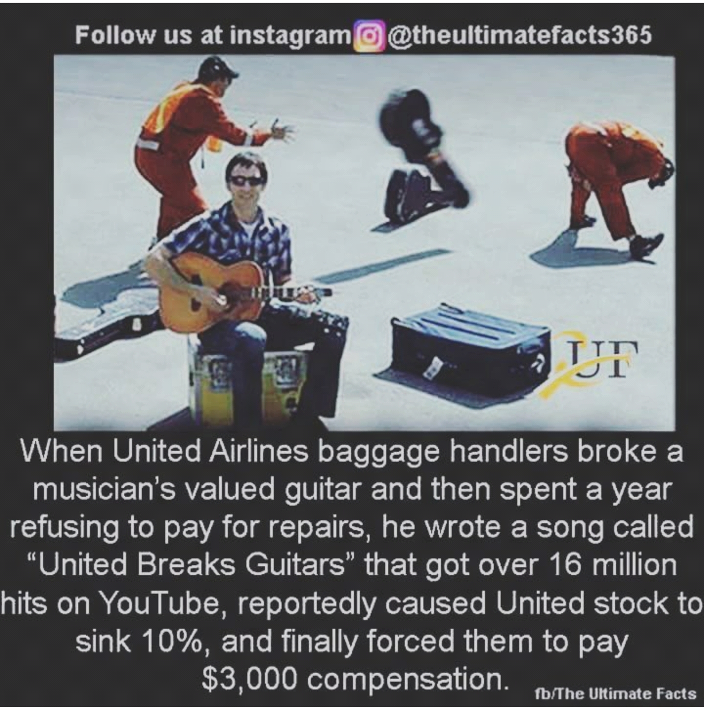 When United Airlines baggage handlers broke a musician's favorite