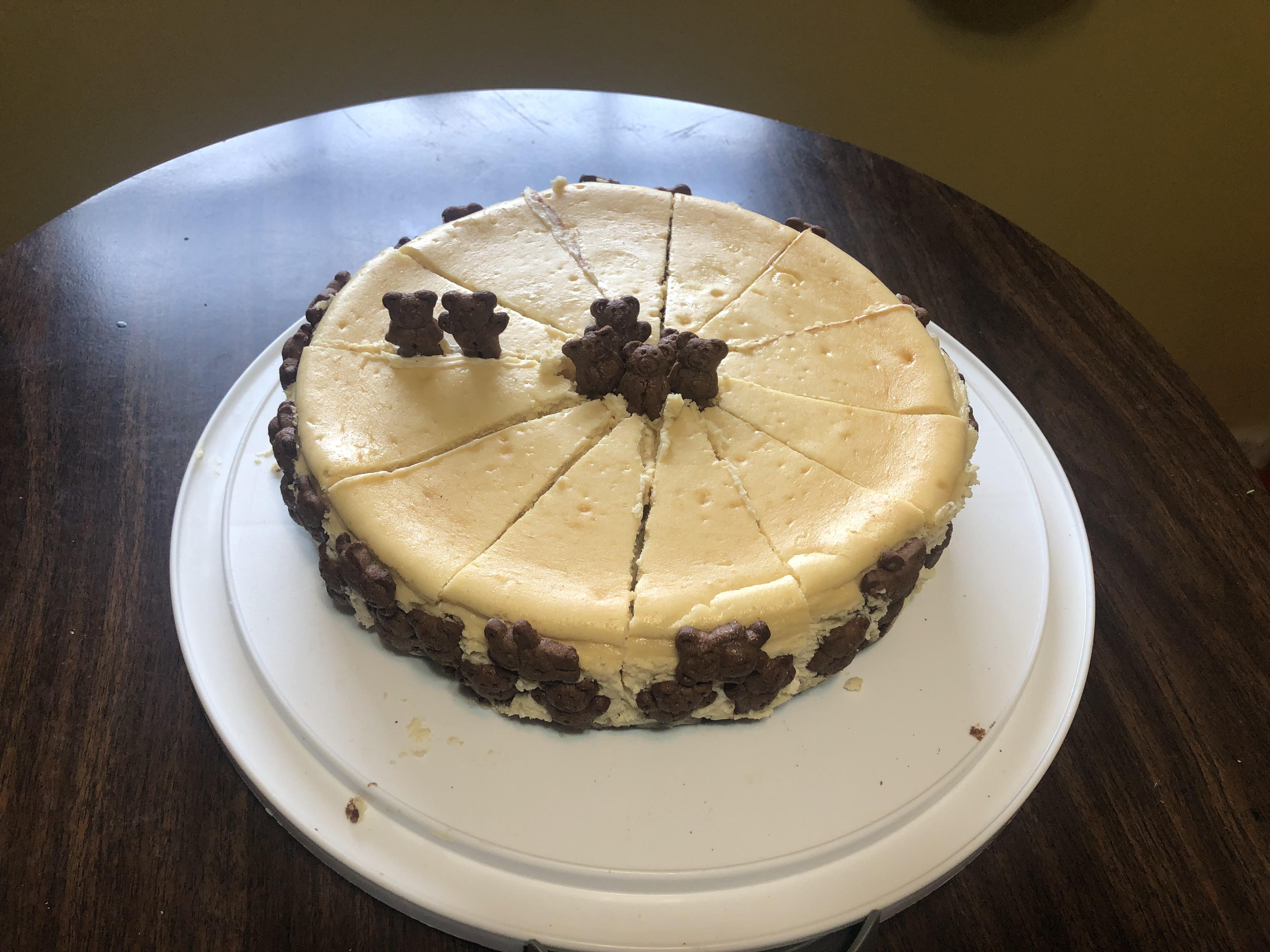 Baking with Dorie’s Passover cheesecake recipe with a chocolate Teddy Graham crust seriouseats