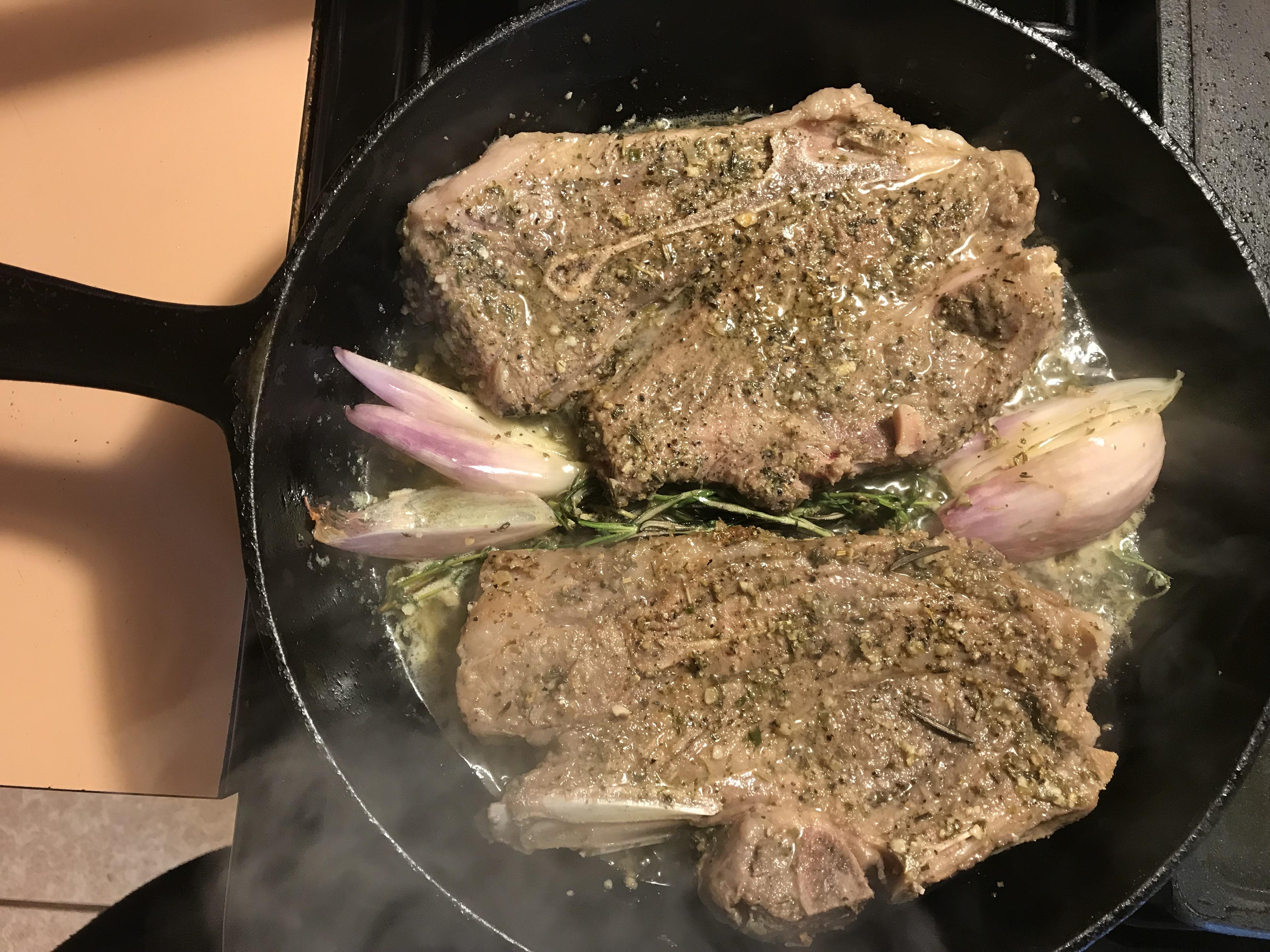 Lemon and herb lamb shoulder steak (I also paired it with bacon wrapped asparagus) r/ketorecipes
