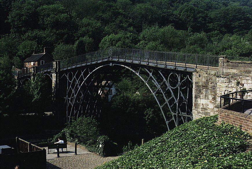 The Iron Bridge, Ironbridge, Shropshire, England. The first vehicle