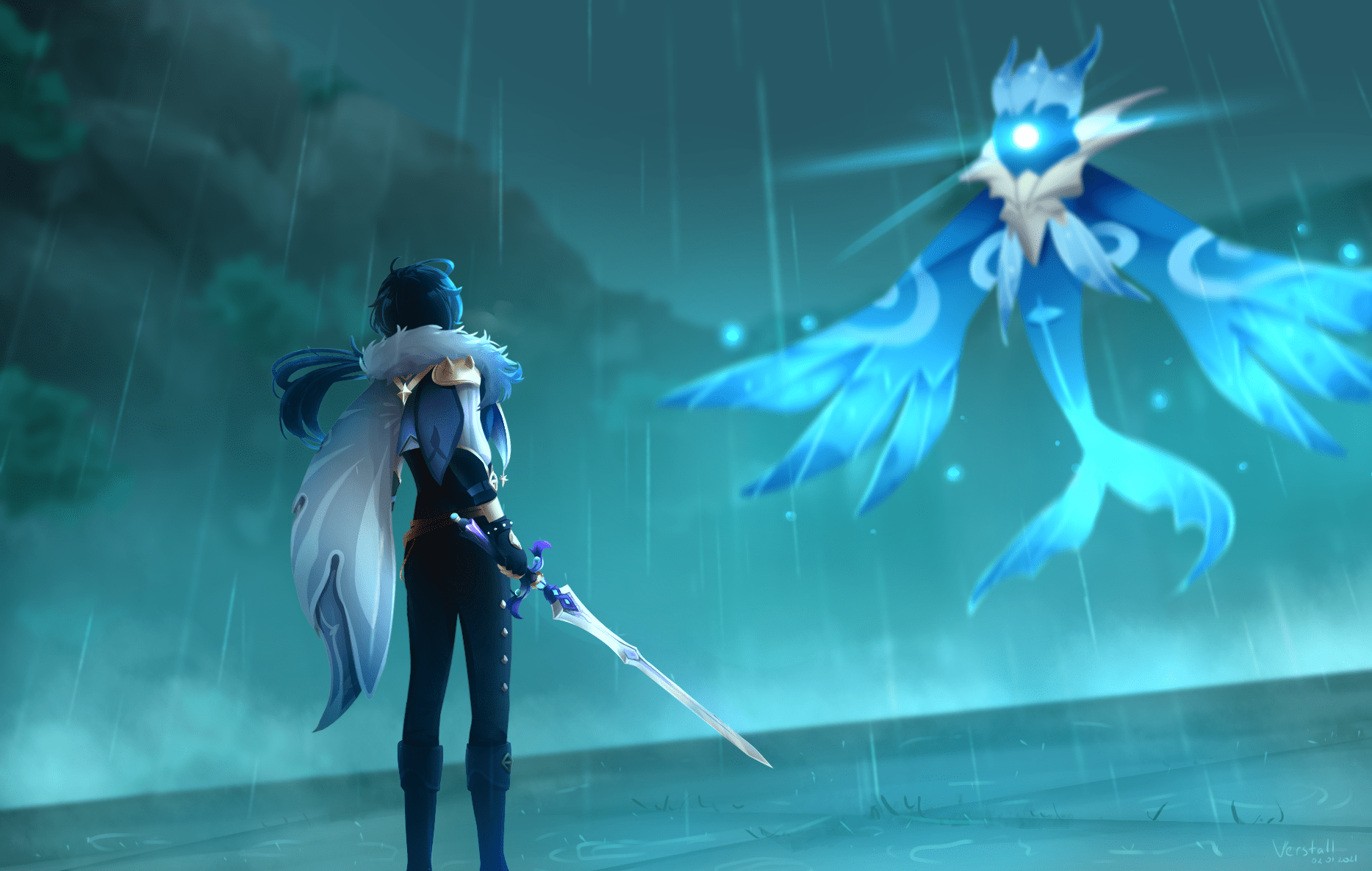 Рисунок кэйа геншин импакт